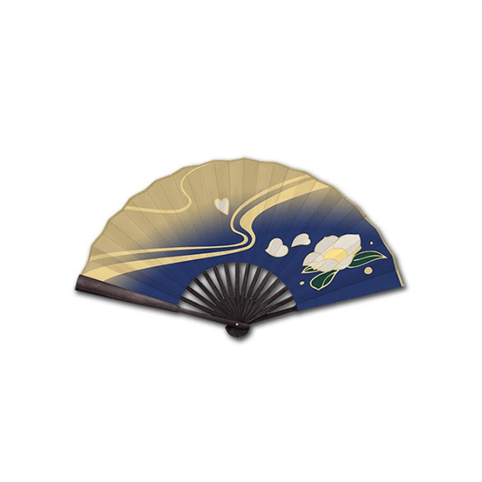 AwwwCos Kamisato Ayaka Folding Fan - Double-Sided Cloth Hand Fan for Cosplay, Anime Convention, Genshin Impact Costume Accessory - Perfect for Themed Parties, Photo Shoots & Japanese Culture Events
