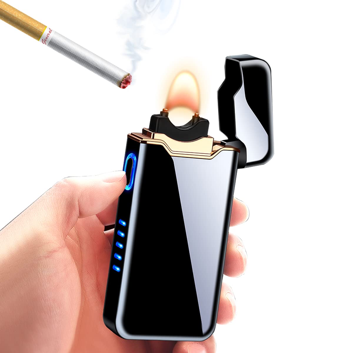 COZYLIFE USB Rechargeable Electric Arc Lighter - Windproof, High Power Flame, Touch Sensor Ignition - Perfect Gift for Men, Boyfriend, Father (Black) | Great for Camping, Hiking, Outdoor Adventures & Everyday Use