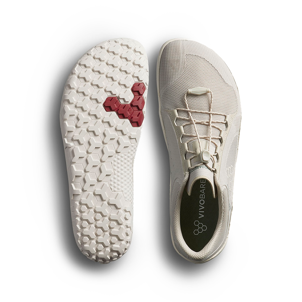 Vivobarefoot Primus Trail FG 3.5 Men's Barefoot Shoes - Lightweight Hiking & Trail Running Shoes for Men - Silver Birch Color - Perfect for Outdoor Adventures & Natural Movement