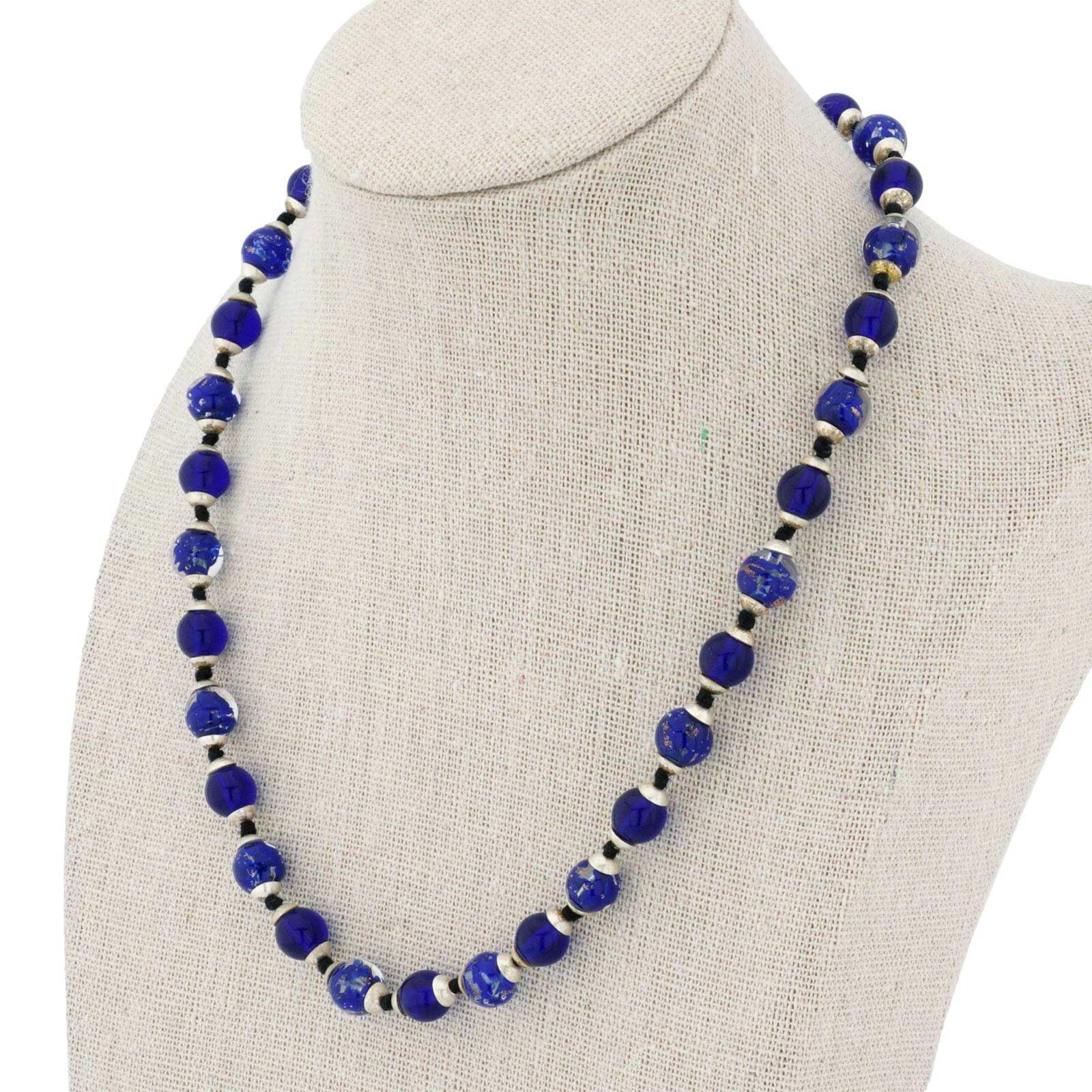 Handmade Venetian Murano Glass Necklace with Antique Beads - Midnight Blue Italian Jewelry for Women | Perfect for Weddings, Parties & Special Occasions