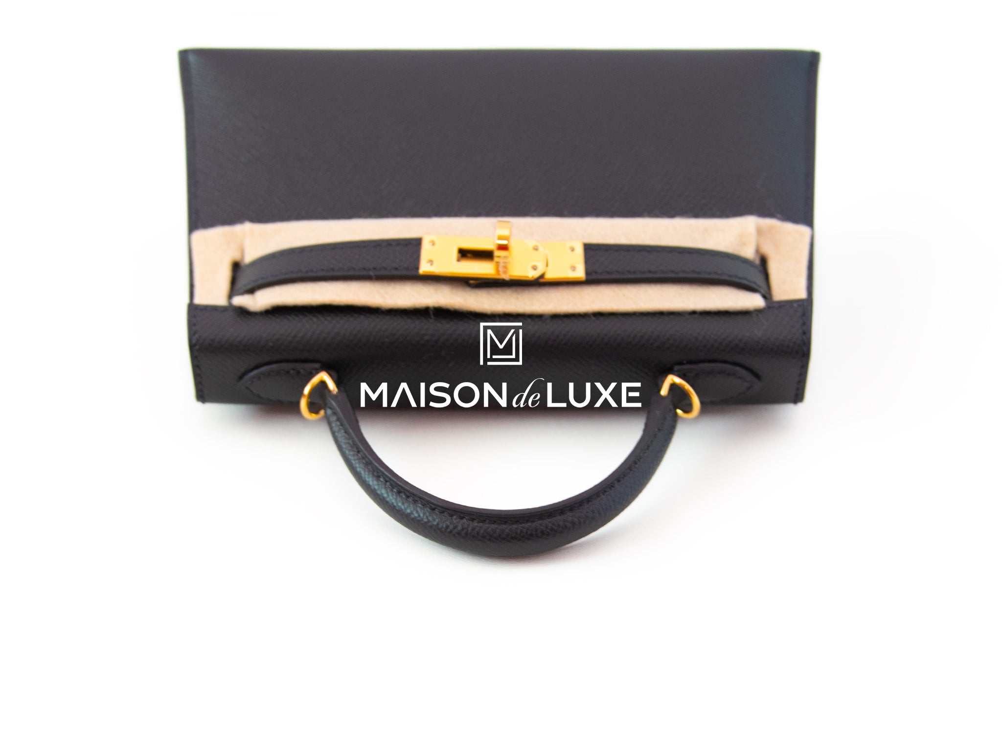 Authentic Hermes Mini Kelly II 20 Bag in Black Epsom Leather with Gold Hardware - Perfect for Evening Events & Luxury Fashion Accessories