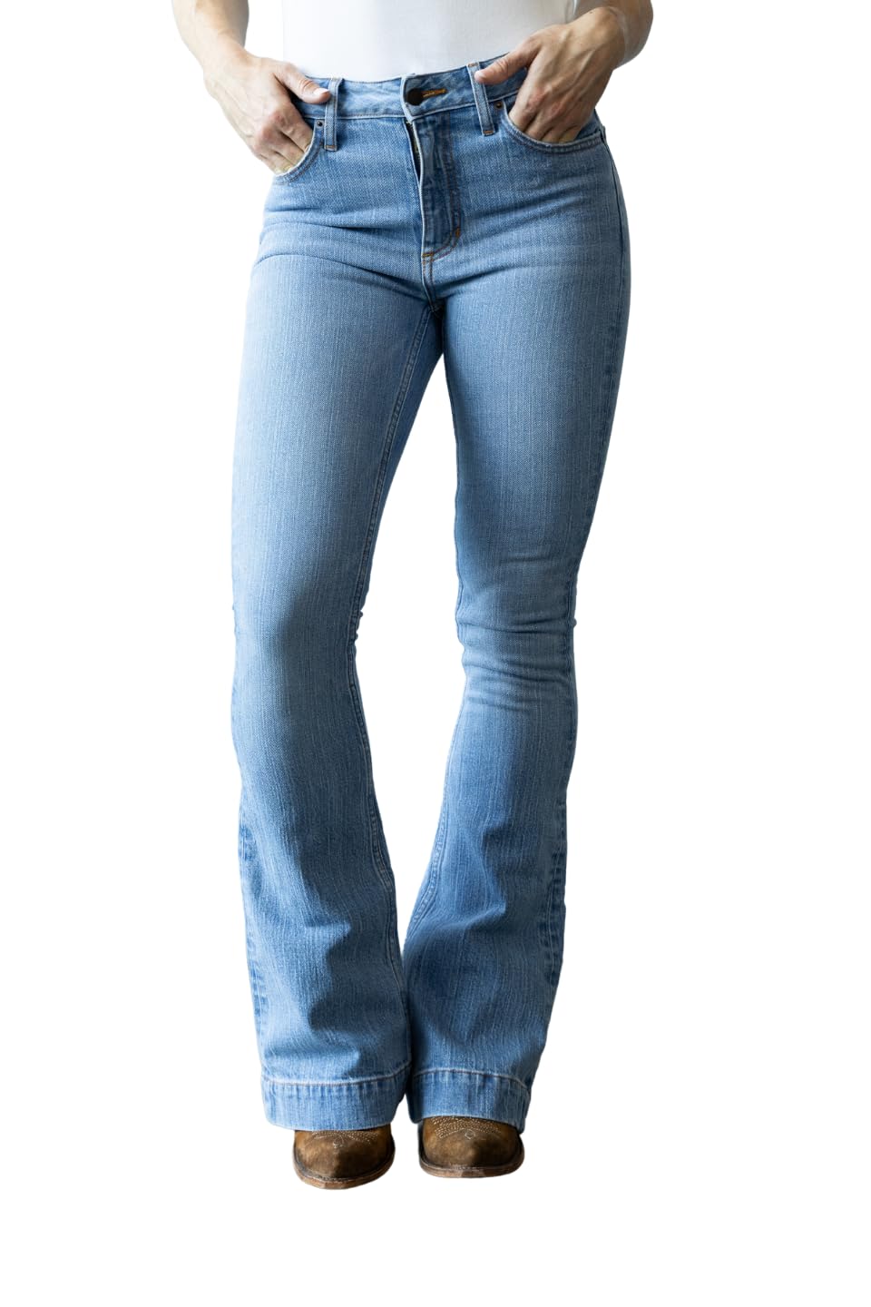 Kimes Ranch Women's Jennifer High Rise Wide Leg Flare Jeans - Light Wash Western Denim Pants for Casual Wear & Cowgirl Style