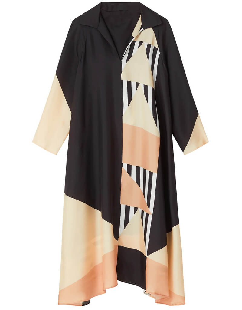 Elegant Black French Crepe Kaftan Dress for Women - Boho Chic Loungewear & Beach Cover Up - Perfect for Vacation, Poolside, and Summer Evenings