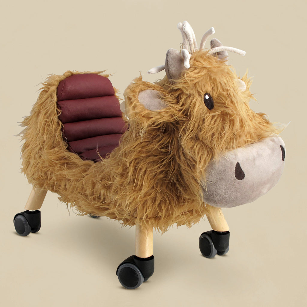 Hubert Highland Cow Ride-On Toy for Kids - Soft Plush Rocking Animal with Safety Seat - Perfect for Indoor Play, Nursery Decor & Toddler Birthday Gifts