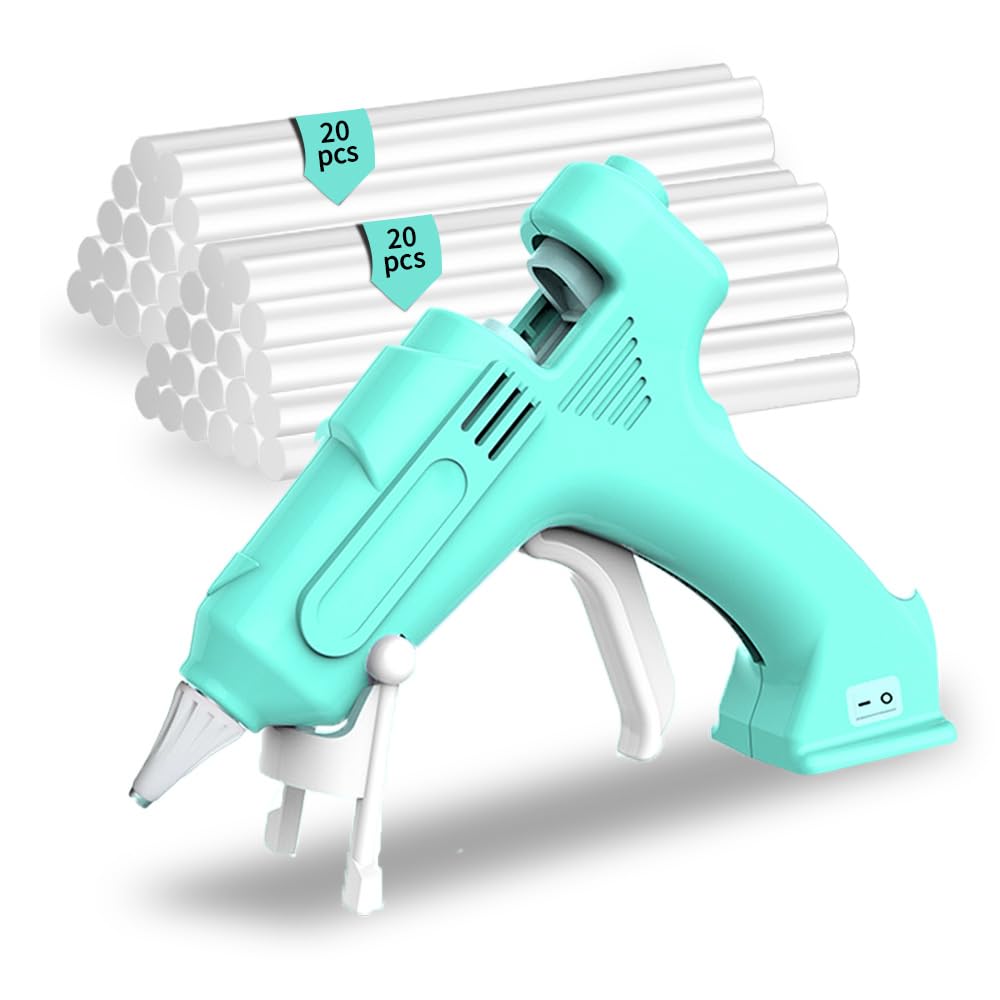 Rechargeable Cordless Hot Melt Glue Gun Kit - Fast Preheating Mini Glue Gun with 40 Premium Glue Sticks, USB-C Charging for DIY Crafts, Home Repairs, School Projects & Party Decorations - Perfect for Arts, Scrapbooking & Household Fixes