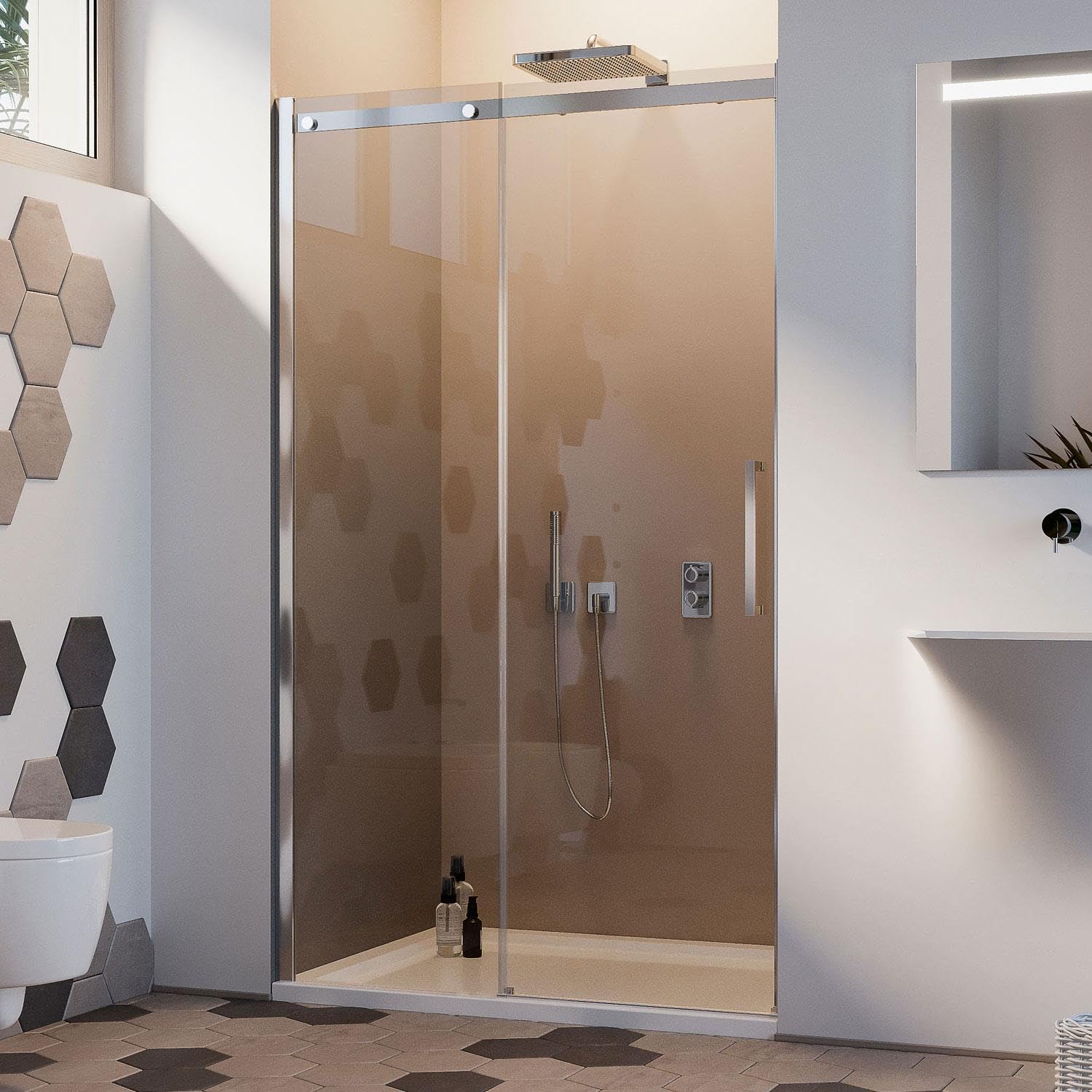 130CM x 200CM 8mm Clear Glass Left-Hand Shower Enclosure with Easy-Clean Technology - Prime Model | Perfect for Modern Bathrooms & Space-Saving Solutions