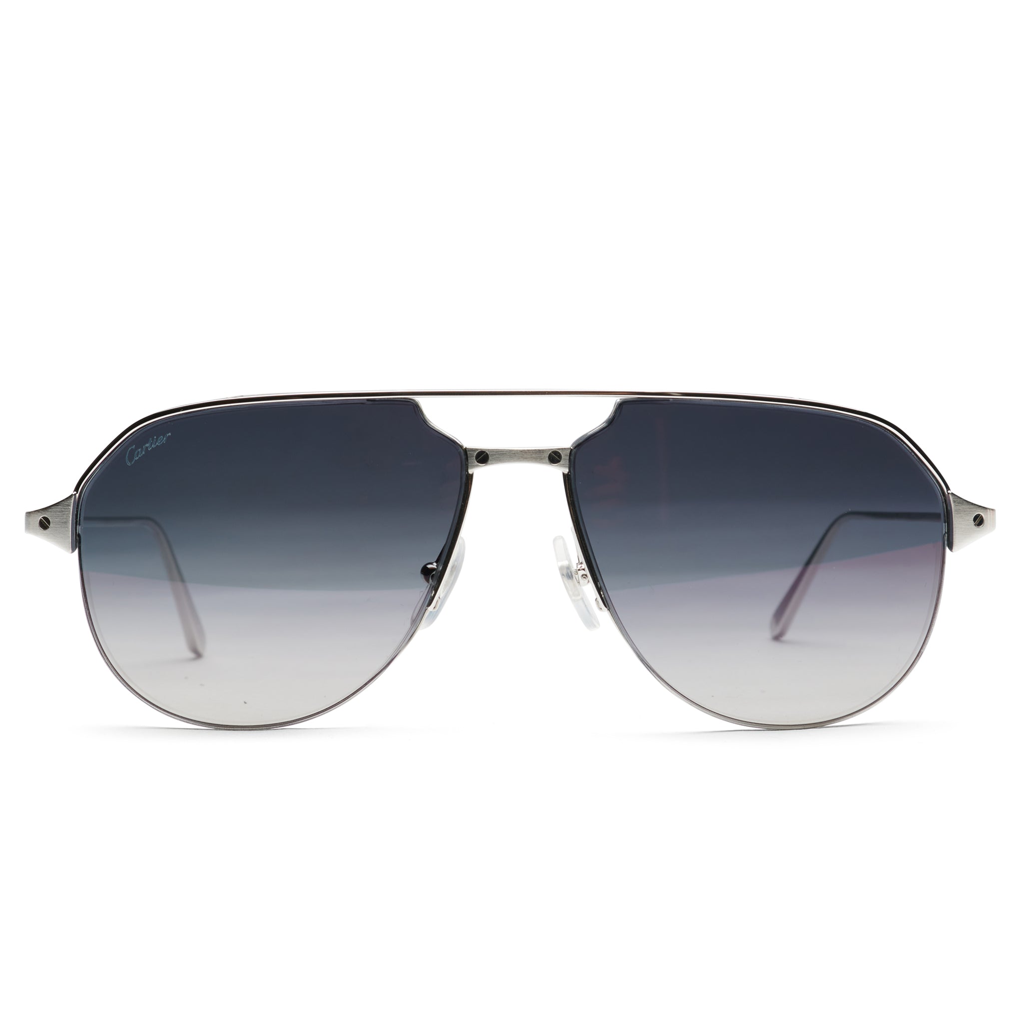 Cartier Eyewear CT0229S 004 Santos De Cartier Silver Sunglasses for Men & Women - Luxury Designer Sunglasses with UV Protection - Perfect for Outdoor, Travel & Fashion Accessories
