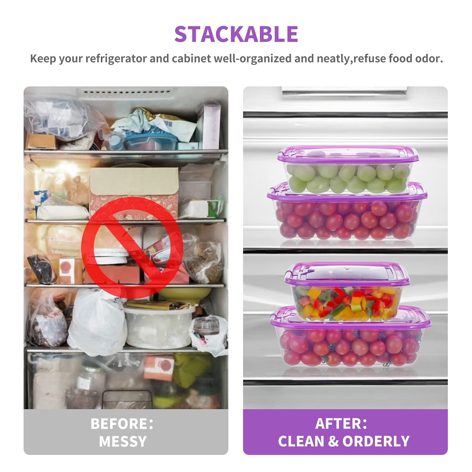 KIGI 6-Pack Airtight Plastic Food Storage Containers with Lids - Square Meal Prep Containers, Bento Box & To-Go Containers for Lunch, Leftovers & Kitchen Organization (BPA-Free, Stackable) - Perfect for Meal Prepping, Office Lunch & Food Storage