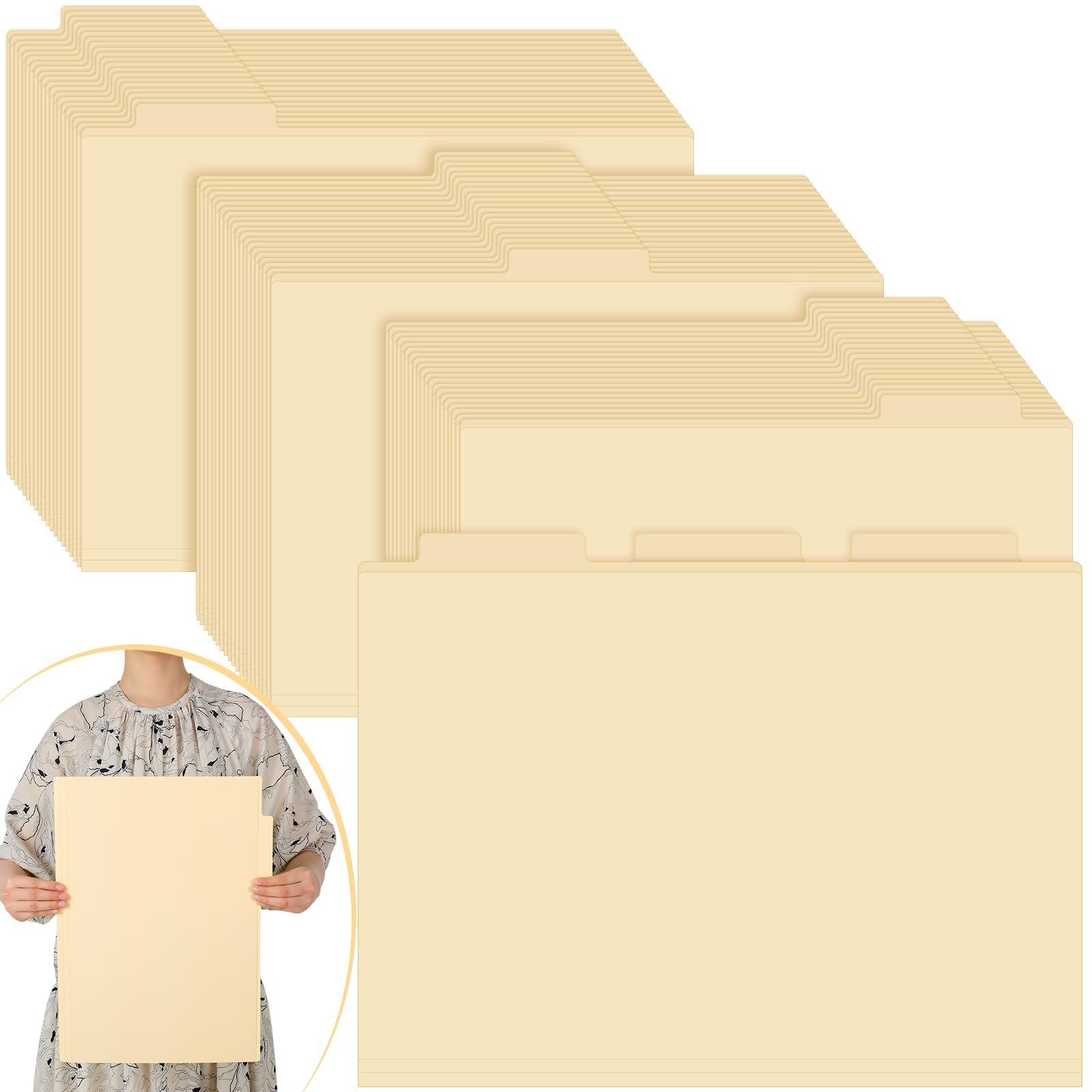 Janlaugh 90-Pack Heavy Duty 11x17 Manila File Folders - 1/3 Cut Tab Legal Size Hanging Folders with Reinforced Pockets for Office Filing Cabinet, Document Storage & Organization | Perfect for Law Firms, Schools & Home Offices