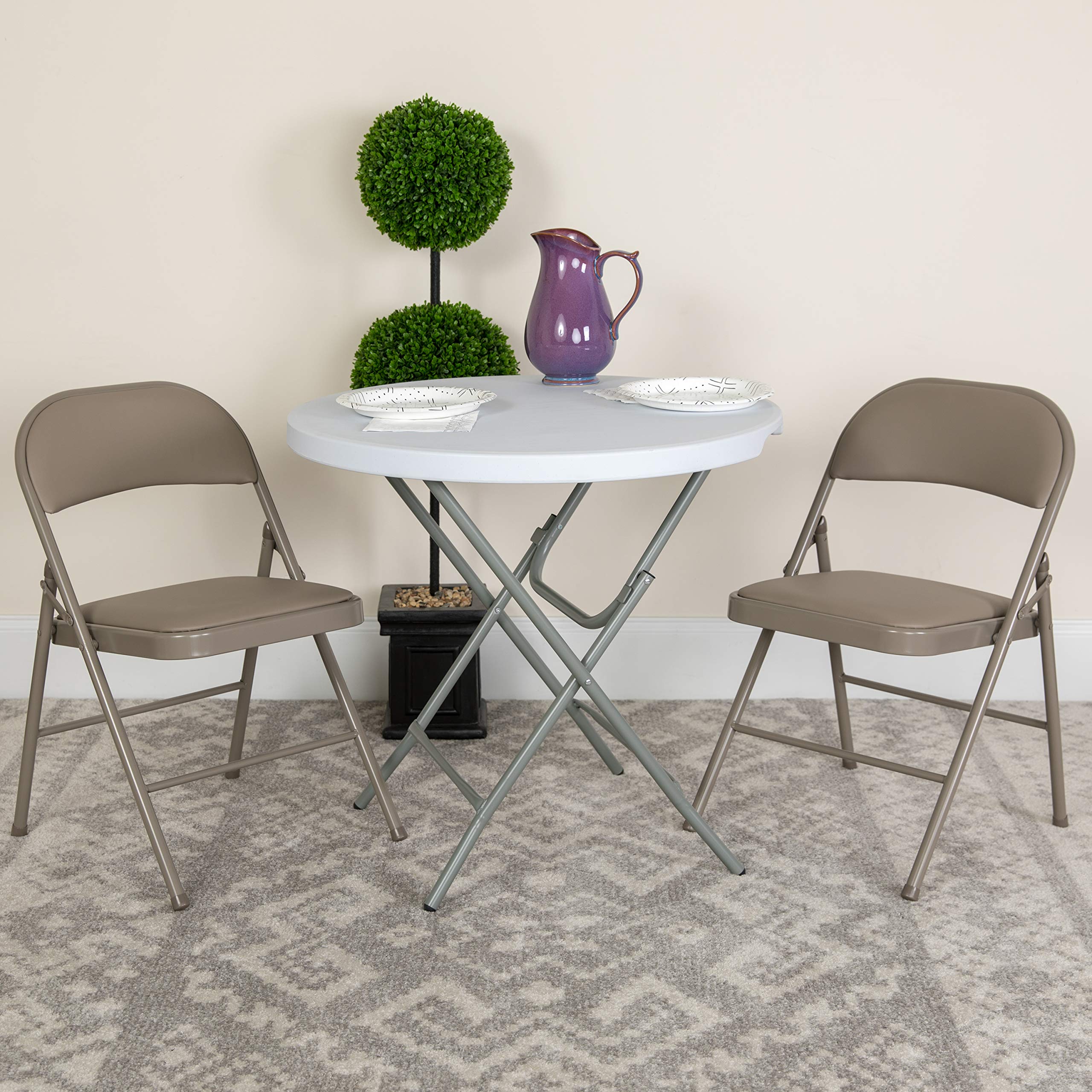 Flash Furniture HERCULES Series Heavy Duty Double Braced Gray Vinyl Folding Chair - Commercial Grade for Events, Parties, Banquets & Home Use