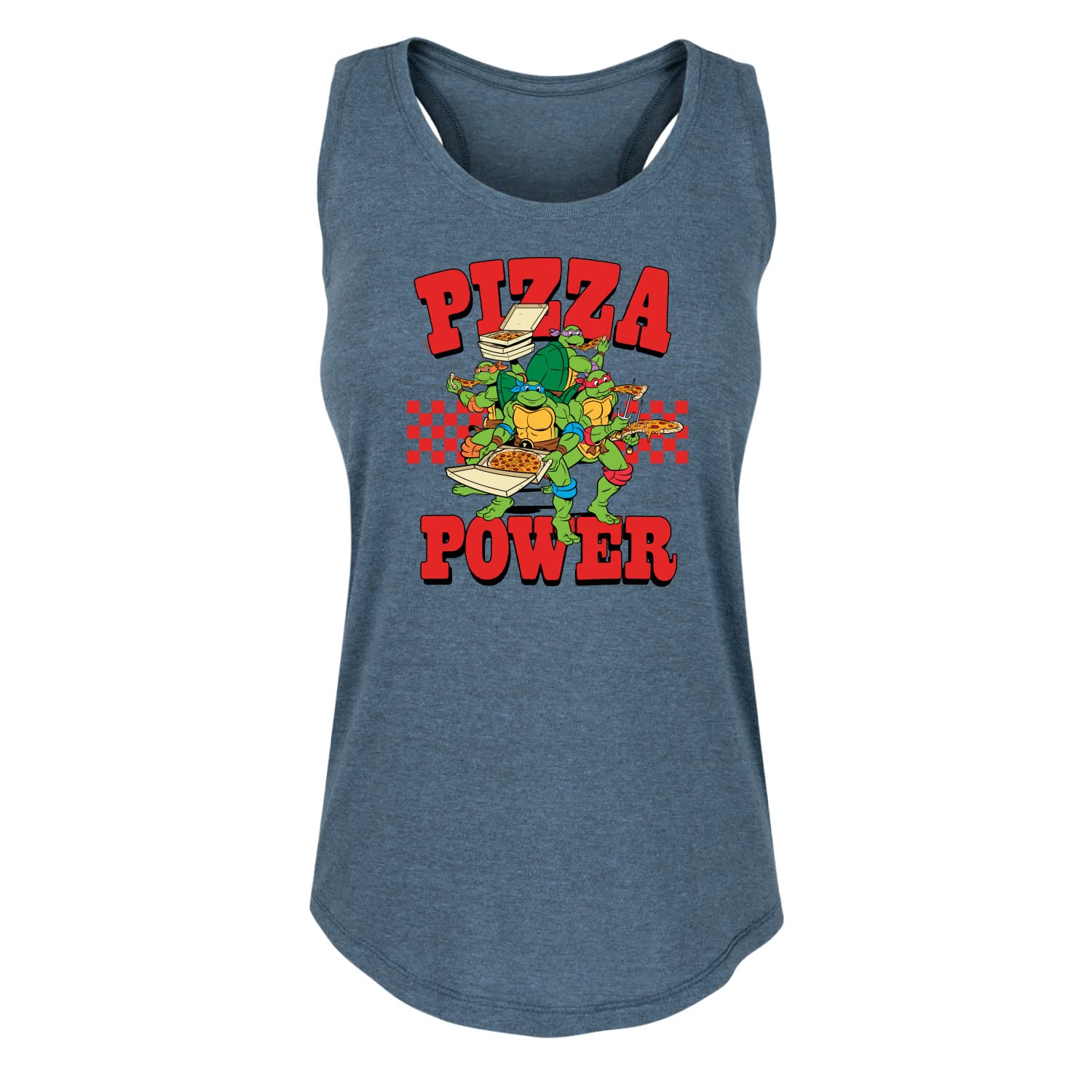 HYBRID APPAREL Women's Racerback Tank Top - Teenage Mutant Ninja Turtles Pizza Power Graphic - Soft Breathable Fabric for Workouts & Casual Wear