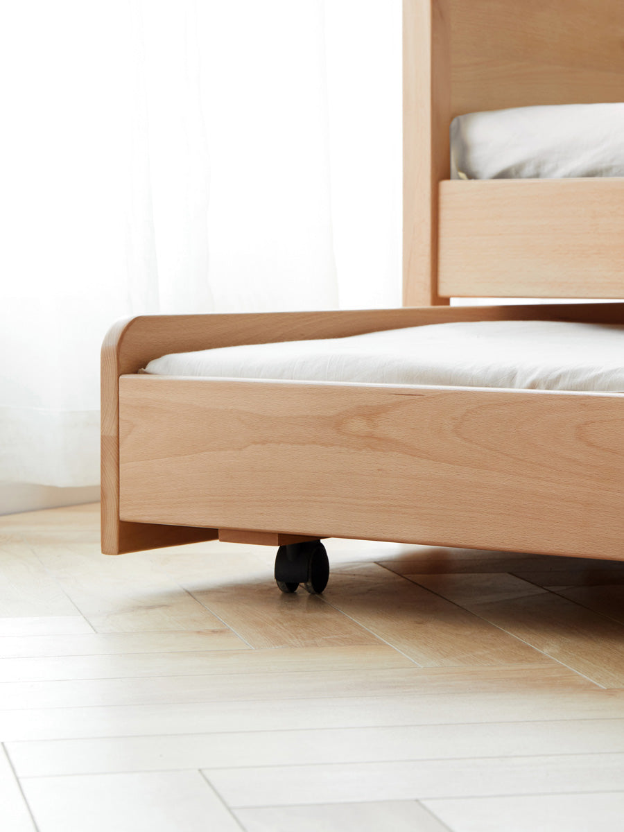 Solid Beech Wood Space-Saving Bunk Bed with Guardrails - Sturdy Twin Over Twin Loft Bed for Kids & Teens - Perfect for Small Bedrooms, Guest Rooms & Dormitories