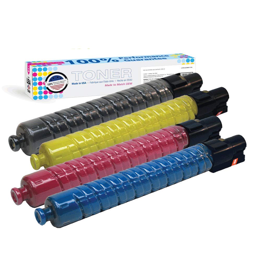 Genuine USA-Made Toner Cartridge 4-Pack - Compatible with Ricoh MP C3001, MP C3501, MPC3001, MPC3501 & Savin C9130 C9135 (Black, Cyan, Magenta, Yellow) - High Yield 22,500 Black & 16,000 Color Pages - Perfect for Office Printing & Bulk Document Production