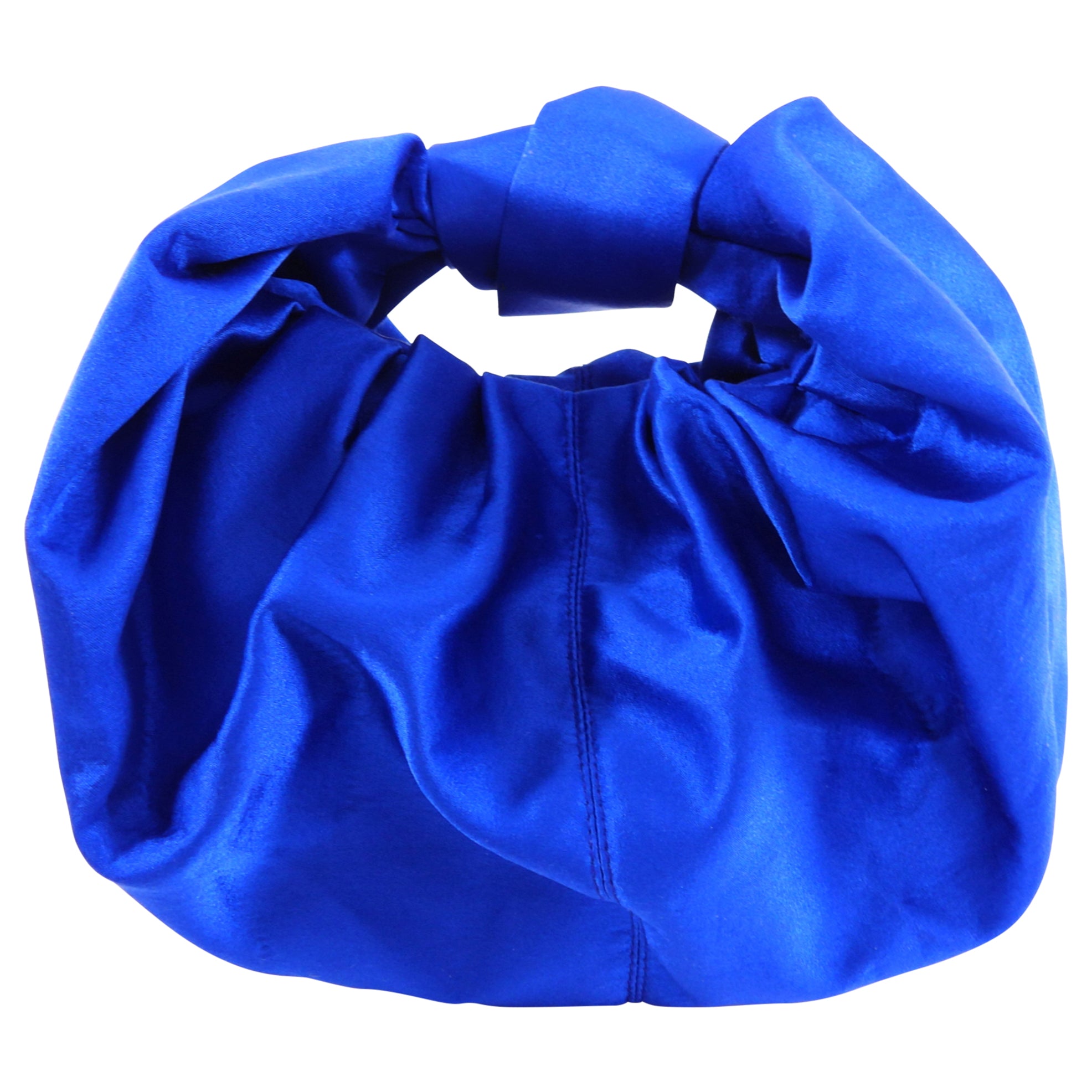 Bardo Collective Blue Satin Mini Knotted Via Bag - Elegant Evening Clutch for Parties, Weddings & Special Occasions