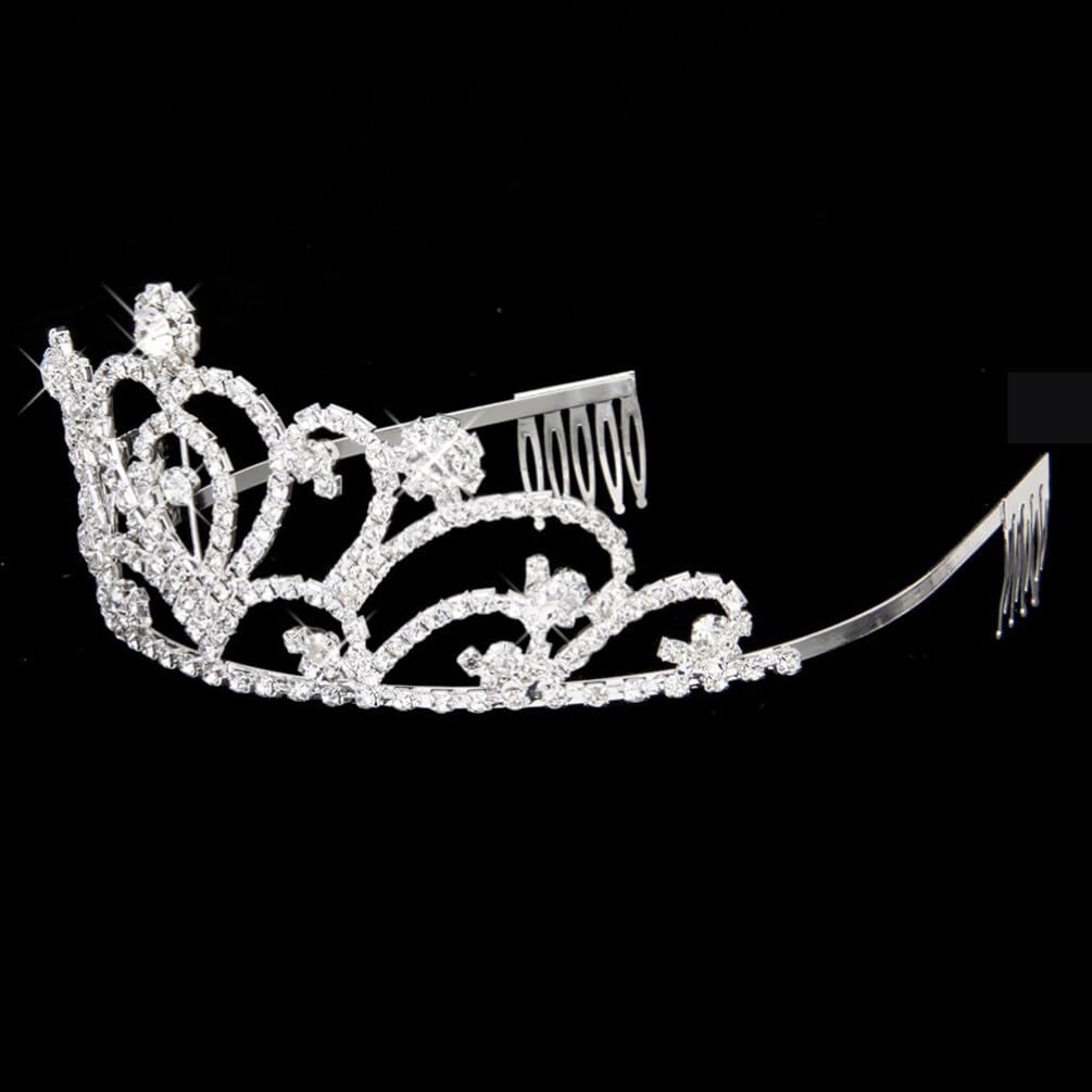 PRETYZOOM Girls Crystal Rhinestone Headband - Silver Bridal Crown Hair Accessory for Kids, Birthday, Halloween & Christmas Decorations | Perfect for Parties, Weddings and Special Occasions