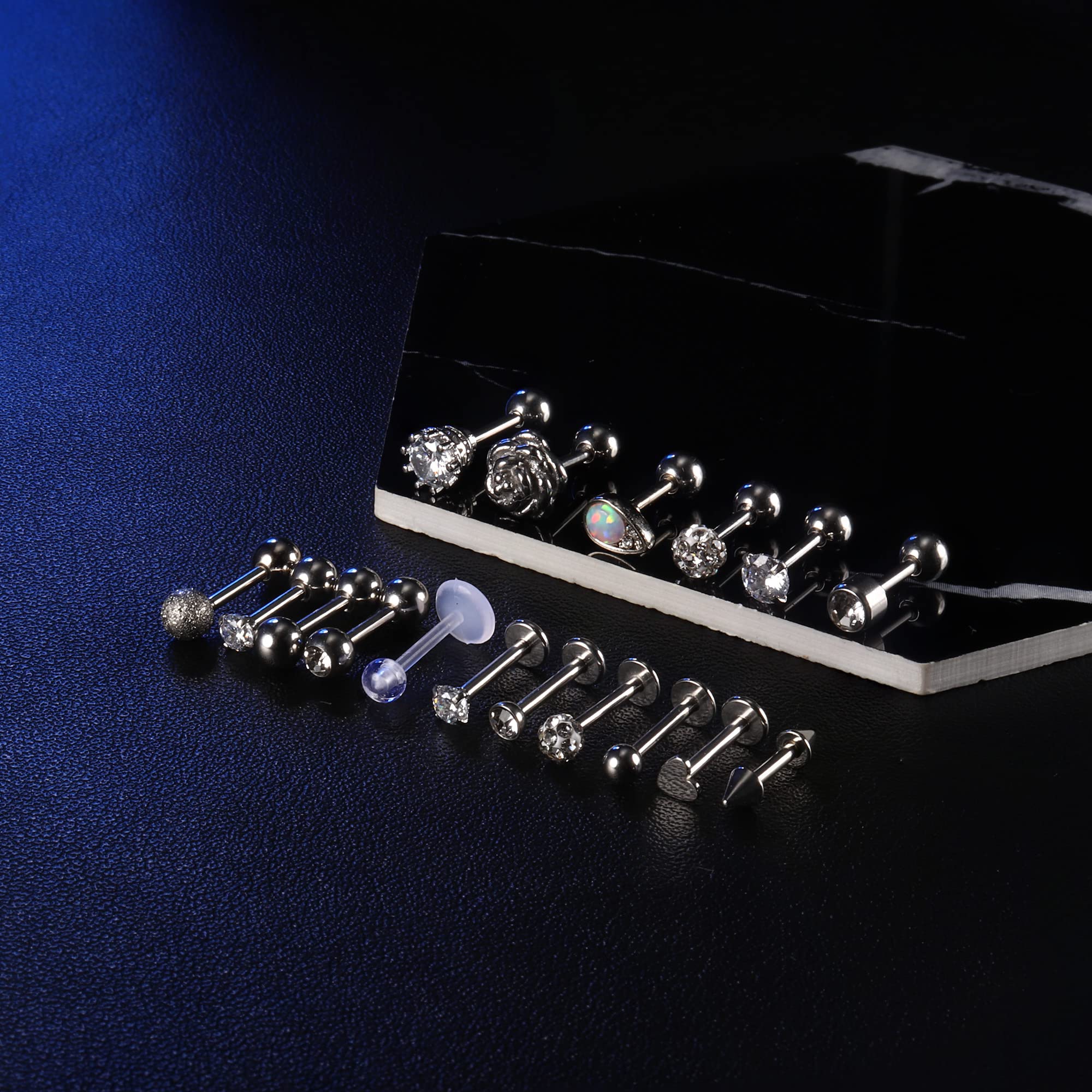 20 Pcs Stainless Steel Cartilage Earrings Set - Helix, Tragus, Daith Piercing Hoops with Flat Back & Ball Studs for Women | Hypoallergenic Body Jewelry for Everyday Wear & Special Occasions