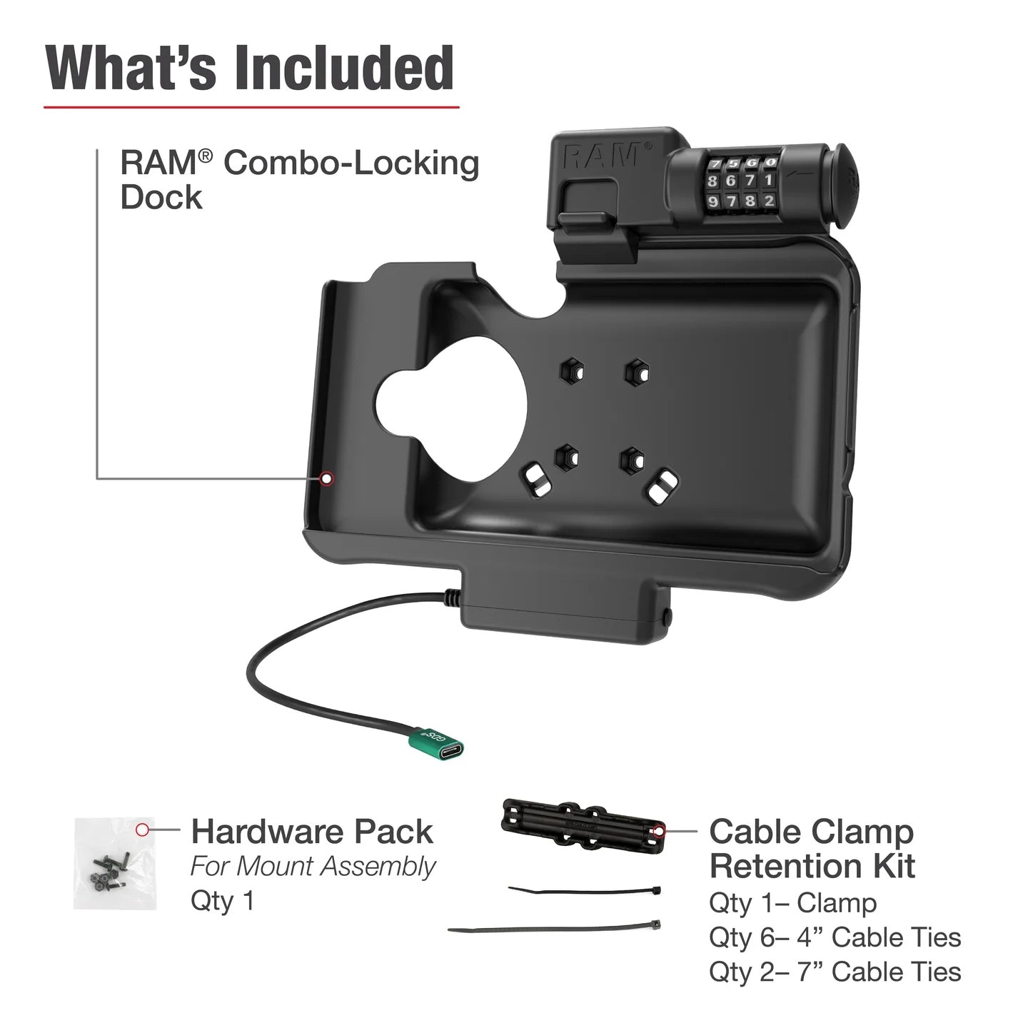 RAM Combo Locking USB C Powered Dock for Samsung Tab Active5 & 3 - Secure Charging Station with Key Lock - Perfect for Retail, Warehouse & Industrial Use (RAM HOL SAM58CPCLU)