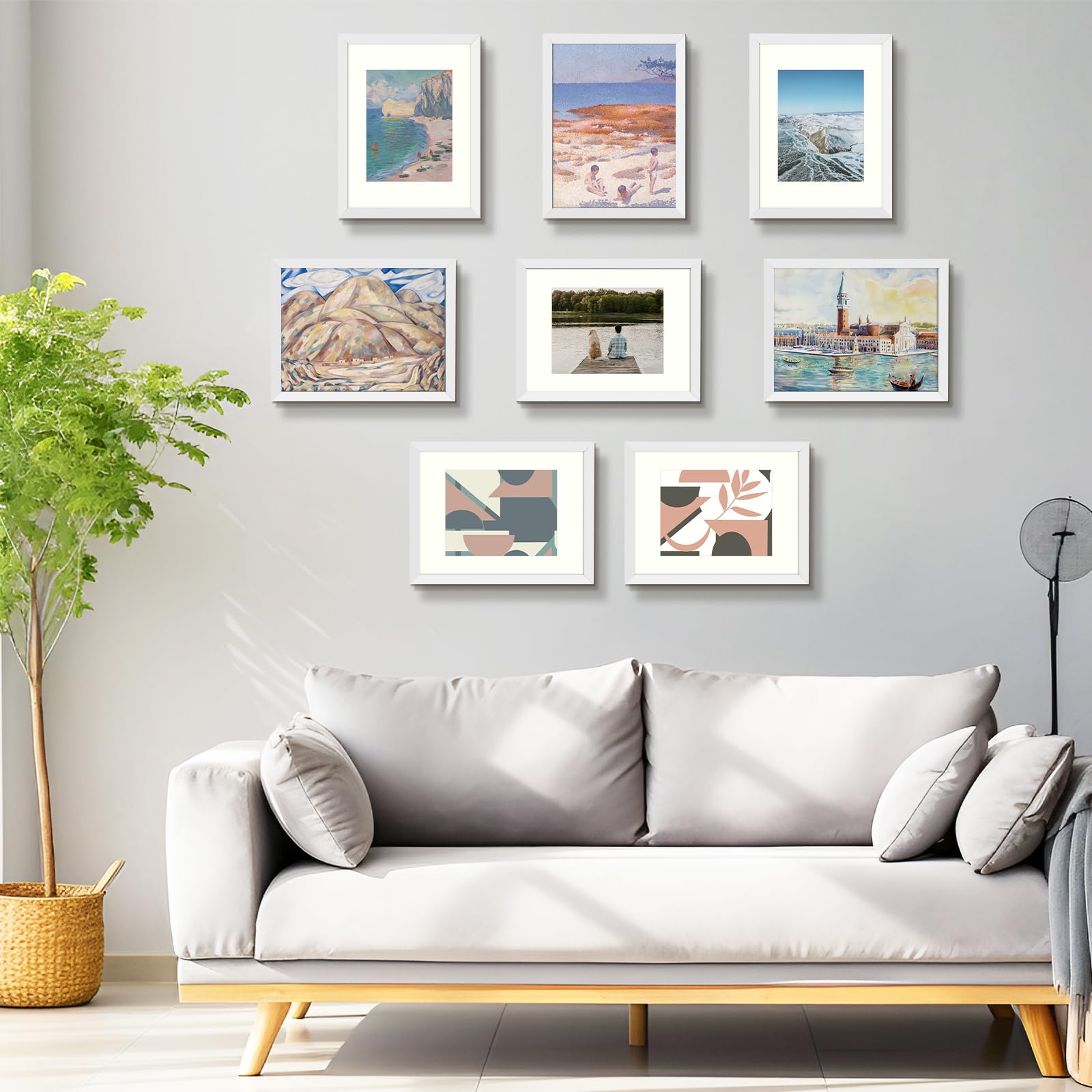 Frametory 12x16 Picture Frame - Display 8.5x11 with Mat or 12x16 Without Mat - White Wide Molding Poster Frame for Wall Art, Diamond Paintings, Photos & Prints - Perfect for Living Room, Bedroom & Office Decor