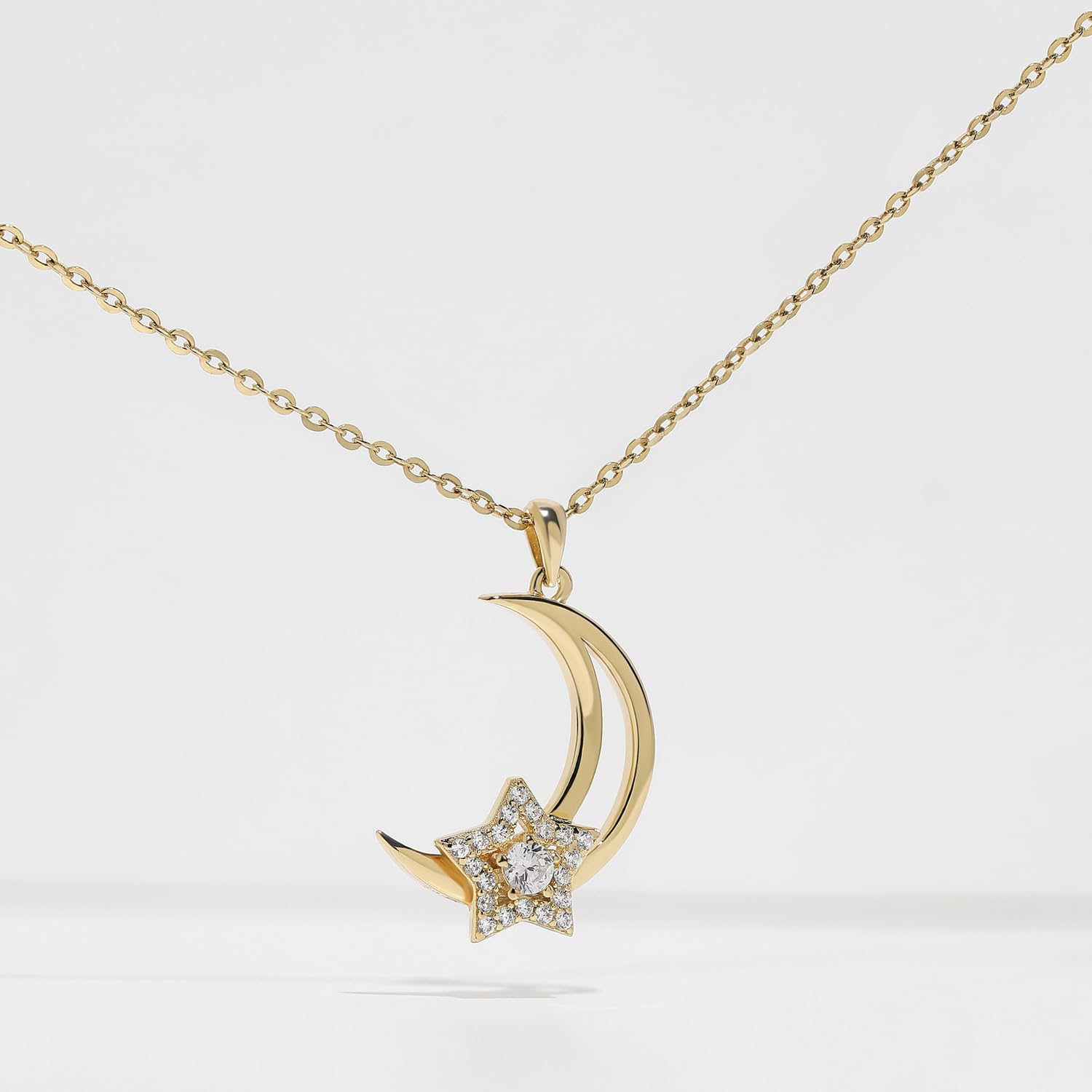 Meissa Dainty Moon Star Pendant Necklace for Women - 925 Sterling Silver Simple Elegant Necklace, Cute Aesthetic Moon Jewelry, Gold & Silver Jewish Star Necklace - Perfect for Daily Wear, Gift Giving & Special Occasions