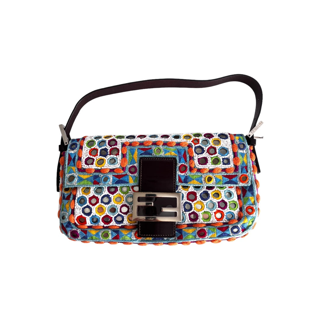 Fendi Multicolor Mirror Baguette Bag - Stylish Crossbody Purse for Women, Fashion Accessory for Parties, Night Out & Daily Use
