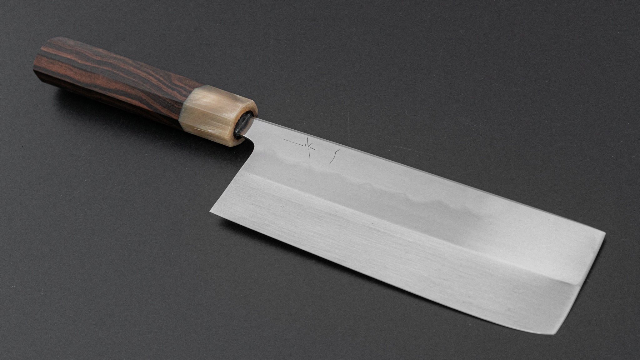 Hitohira Togashi White #1 Notaremon Mizu Honyaki Nakiri Knife with Taihei Makassar Ebony Handle (#107/Saya) - Premium Japanese Kitchen Knife for Professional Chefs & Home Cooking