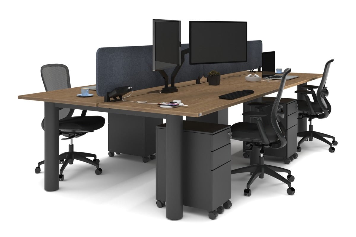 Quadro Cylinder Leg 4-Person Office Workstation Desk - 1600L x 800W with Cable Management - Modern Office Furniture for Team Collaboration & Productivity