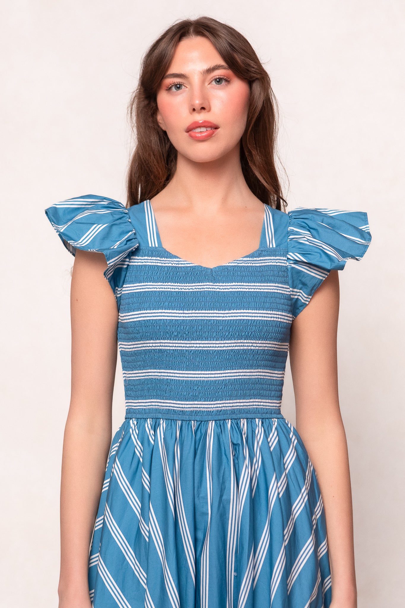 Adelaide Blue Dress - Elegant Women's Floral Summer Dress for Casual Wear, Parties & Weddings