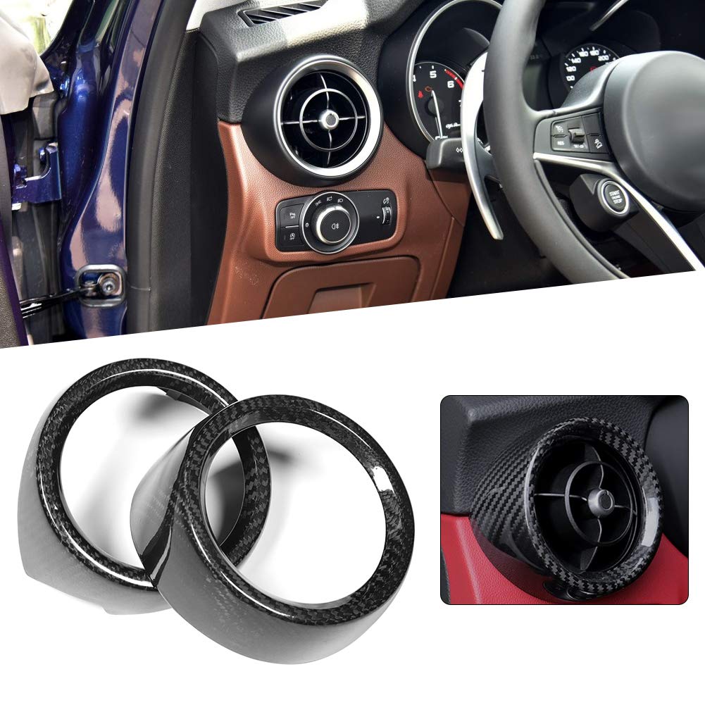 2Pcs Carbon Fiber Side Air Vent Cover Trim for Alfa Romeo Stelvio 2017-2018 - Premium Exterior Styling Accessories for Sporty Look & Enhanced Aerodynamics