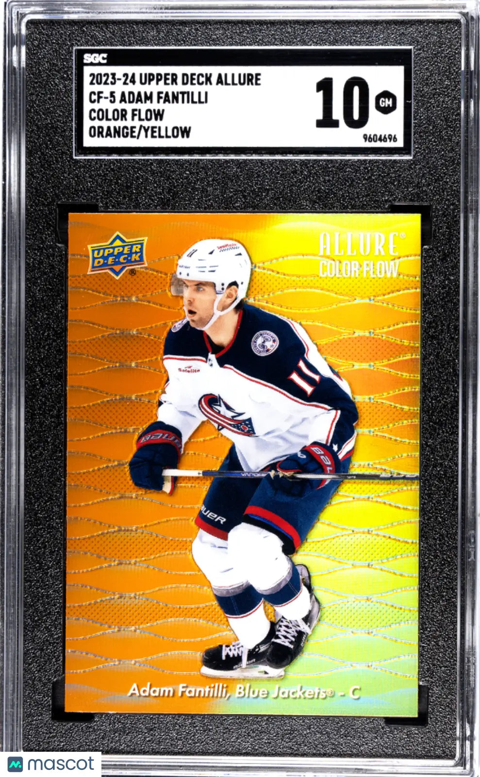 2023-2024 Upper Deck Allure Adam Fantilli Orange Yellow Color Flow Hockey Card - SGC 10 Gem Mint - Collectible Trading Card for NHL Fans & Sports Memorabilia Enthusiasts
