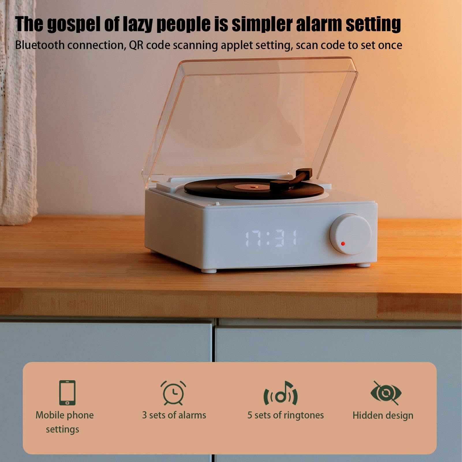 Wireless Vertical Record Player with Built-in Speakers | Portable Smart Turntable for Beach, Biking, Garage, Yard, Bedroom | Perfect for Vinyl Enthusiasts and Home Decor
