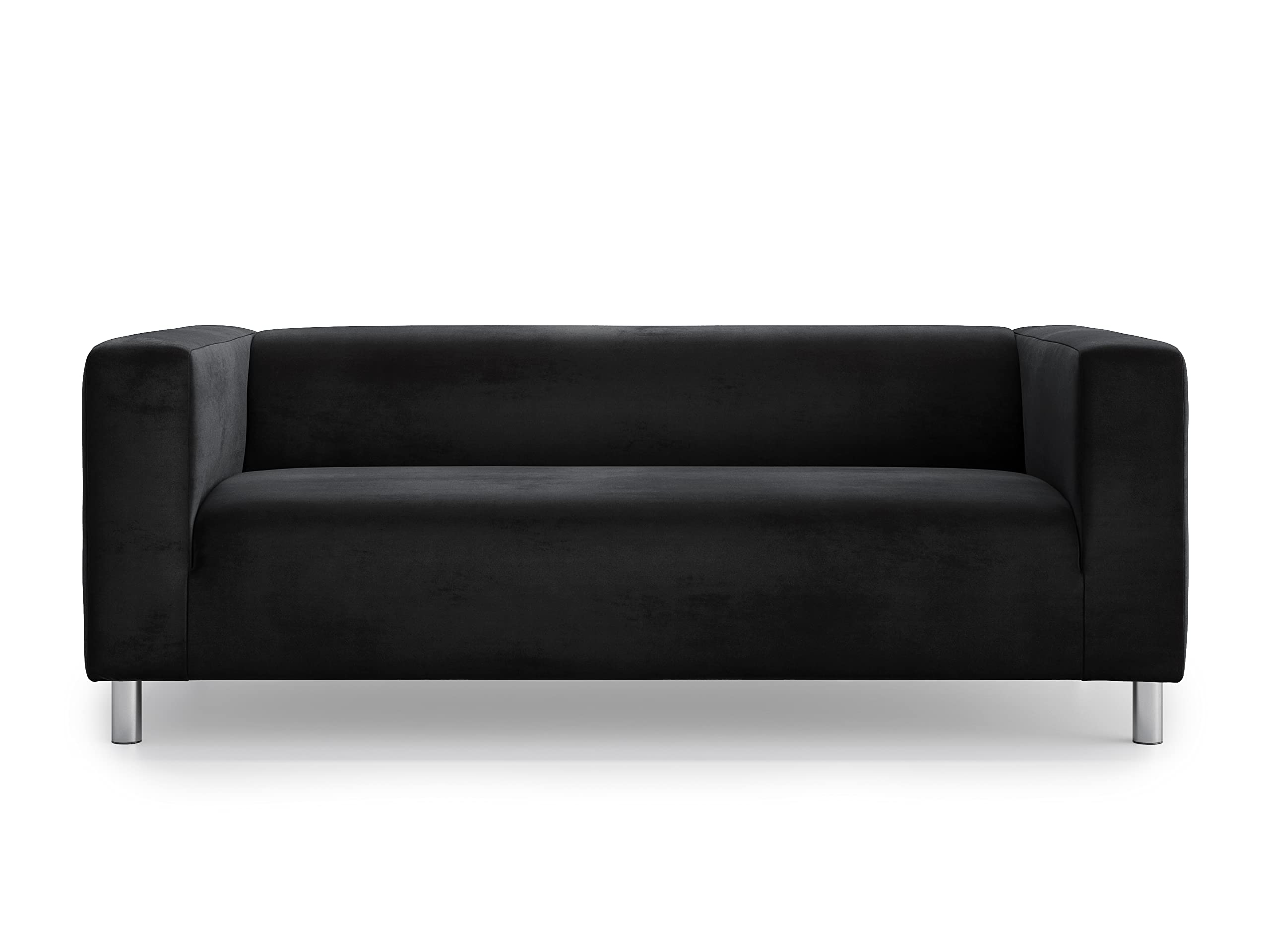 MASTERS OF COVERS Snug Fit Classic Velvet Sofa Slipcover for IKEA Klippan 2-Seater Loveseat - Replacement Couch Cover (Black Velvet) - Perfect for Living Room, Bedroom & Home Decor