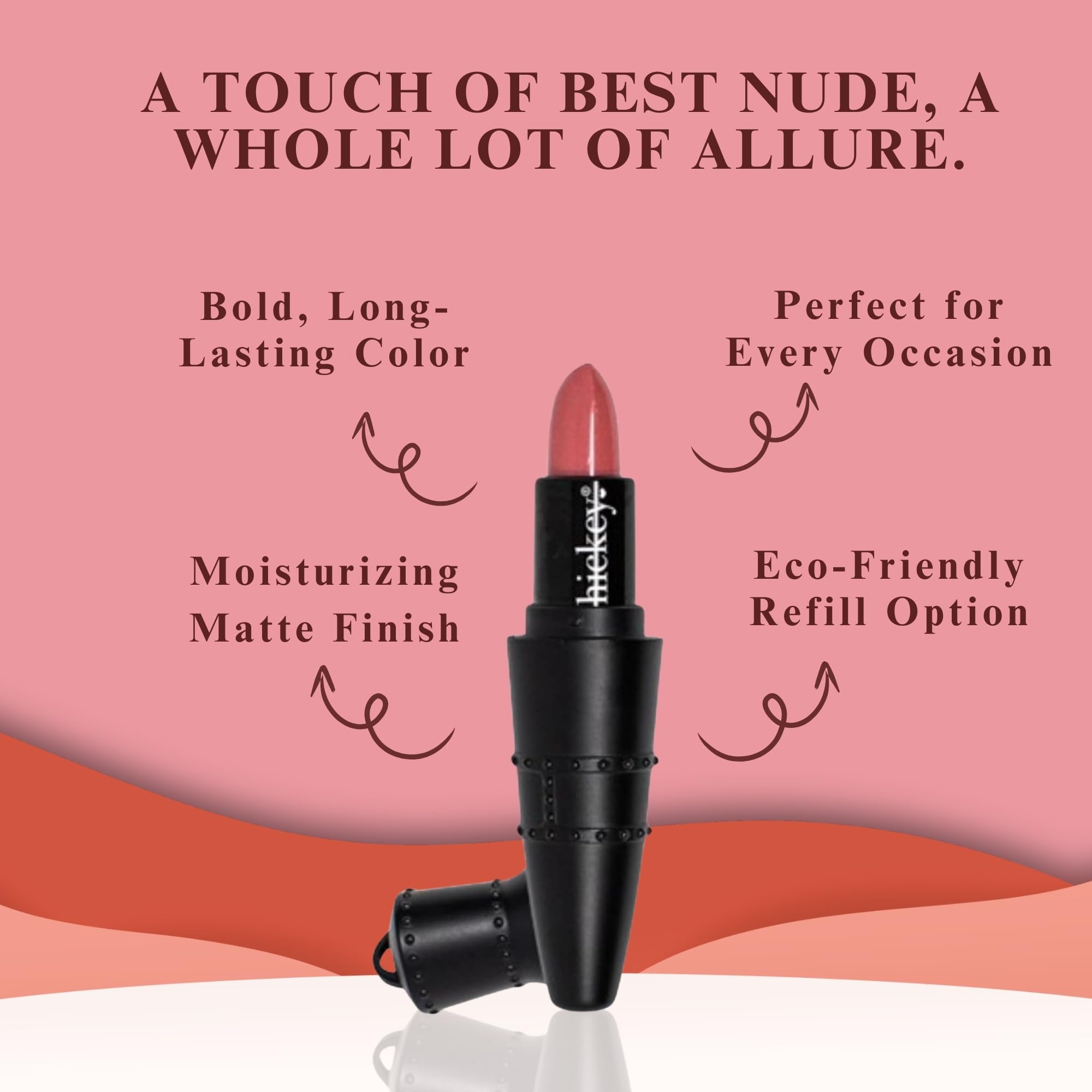 Organic Refillable Nude Lipstick for Women - 24 Hour Long Lasting & Moisturizing Vegan Lipstick with Velvet Finish | Gluten Free, Highly Pigmented | Perfect for Daily Wear, Date Night & Special Occasions