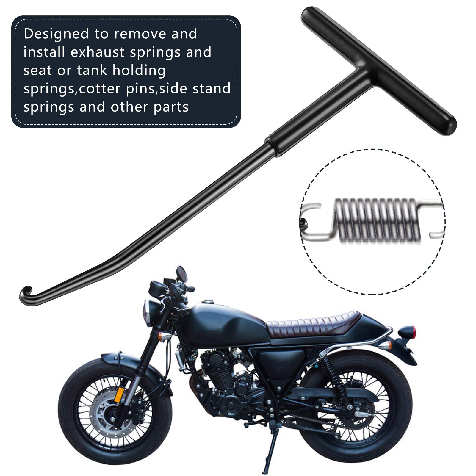 2-Piece Exhaust Spring Puller Tool - Motorcycle & Snowmobile Spring Hook with T-Handle - Durable Removal Tool for Motorcycle, Dirt Bike & ATV Pipes (Red & Black) - Perfect for DIY Repairs & Maintenance