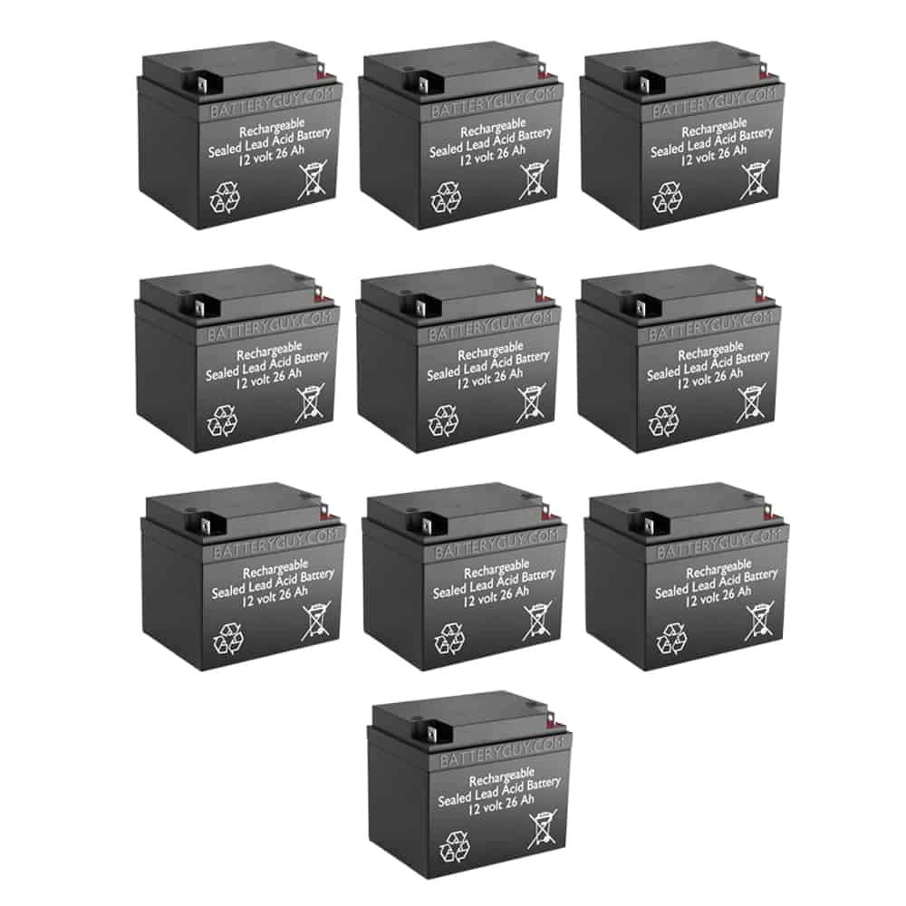 BT26-12 Replacement 12V 26Ah SLA Battery - 10 Pack Rechargeable Sealed Lead Acid Batteries for Solar Power, Emergency Backup & UPS Systems
