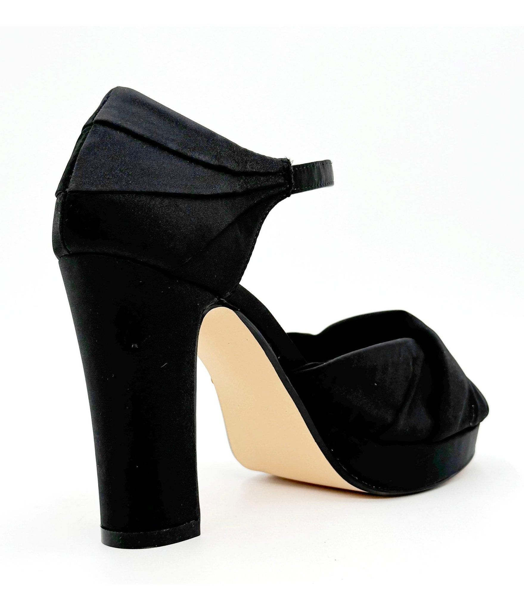 Chelsea Crew Black Satin Gloria Heels - Elegant Women's Dress Pumps for Weddings, Parties & Formal Events