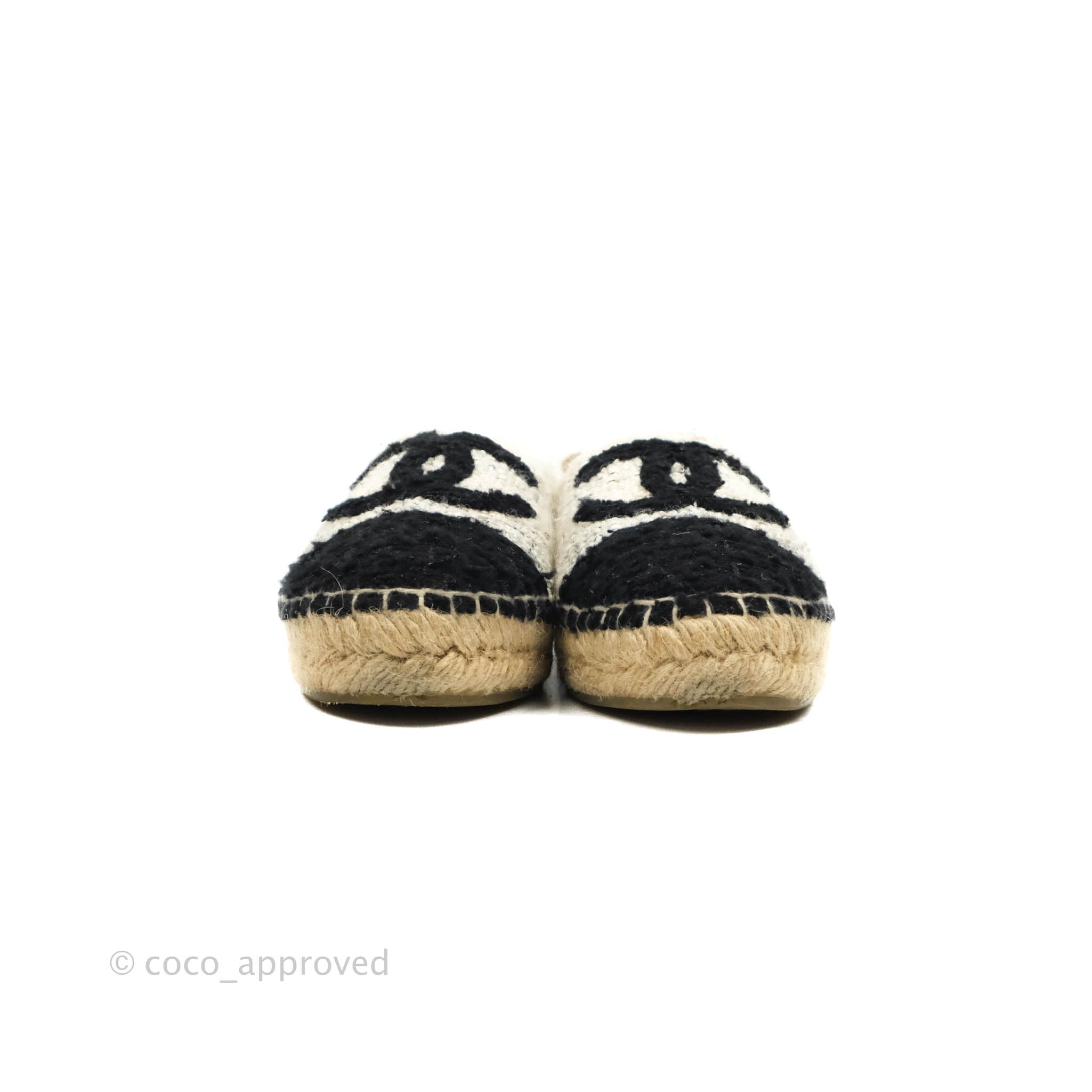 Chanel CC Logo Tweed Black & White Espadrilles Flats - Women's Size 36 | Comfortable & Stylish for Casual Outings, Beach Walks & Summer Fashion