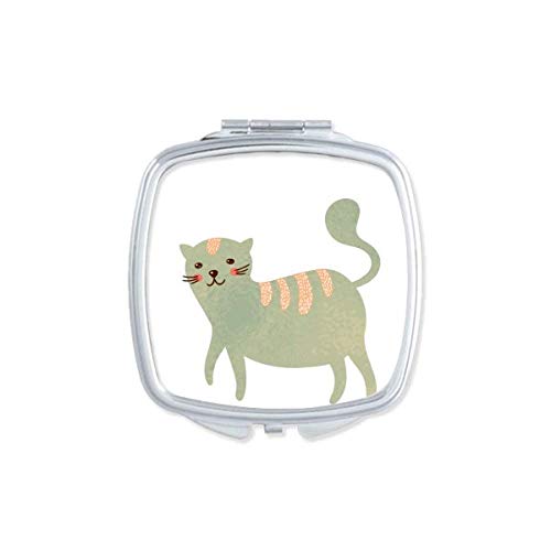 DIYthinker Cute Cyan Cat Animal Watercolor Mirror - Portable Compact Pocket Makeup Mirror with Double Sided Glass for Travel, Home Vanity & Handbag | Perfect Gift for Cat Lovers