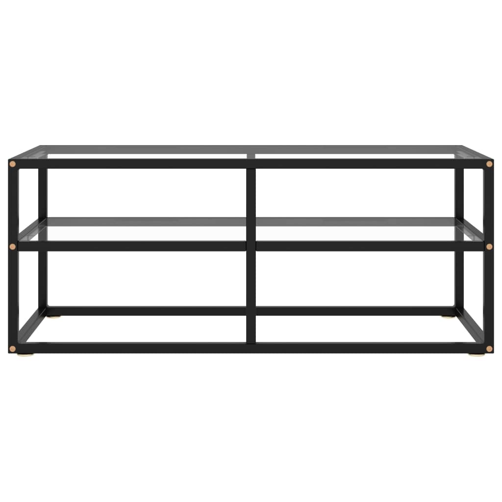 Modern Black TV Stand with Tempered Glass - 39.4