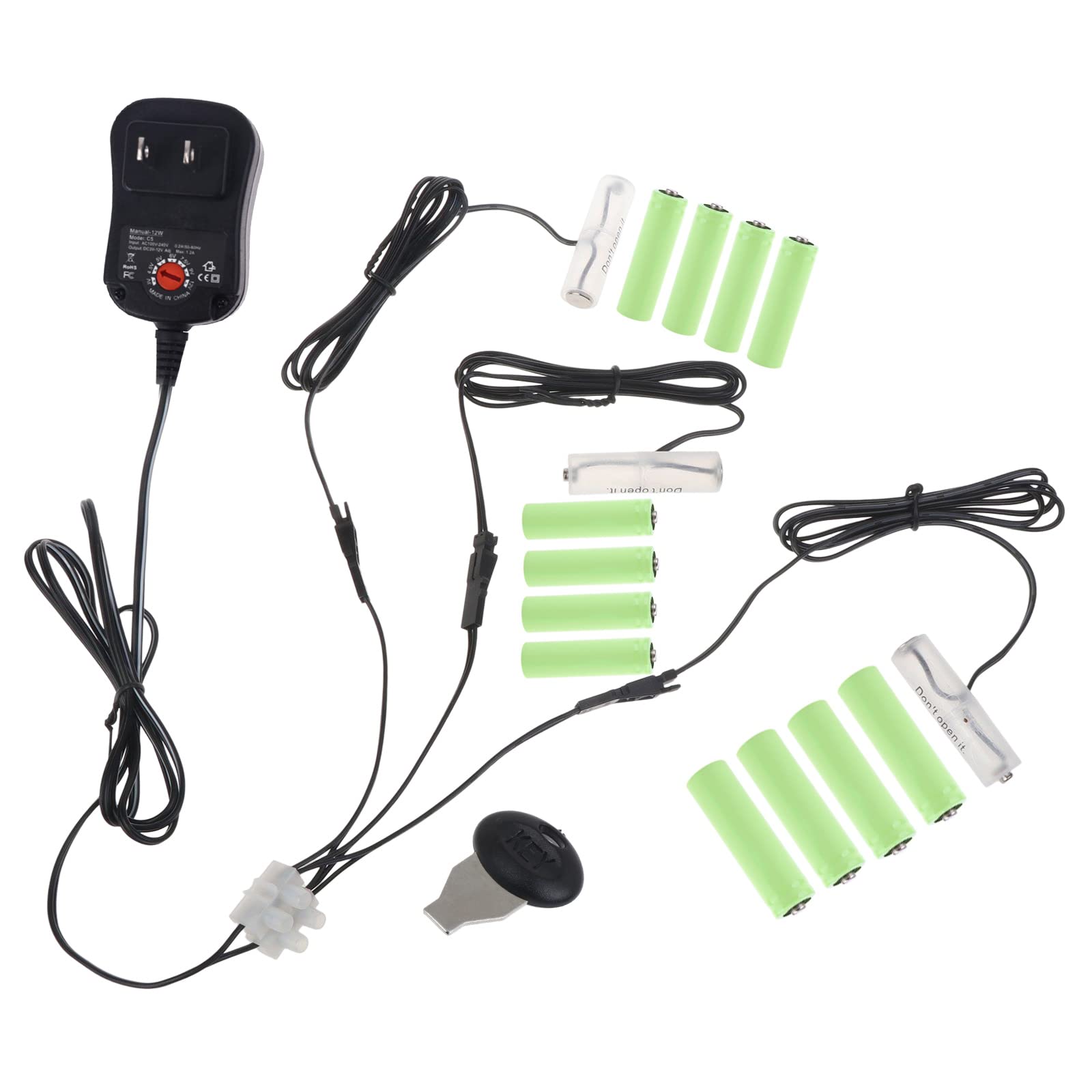 Universal AC-DC 100-240V to 3V-12V 3-in-1 AA Battery Eliminator - LR6/AM3/AA Dummy Batteries Replacement for Clock, Toy, Remote Control, LED Lamp, Radio - Perfect for Home, Office & Travel Use