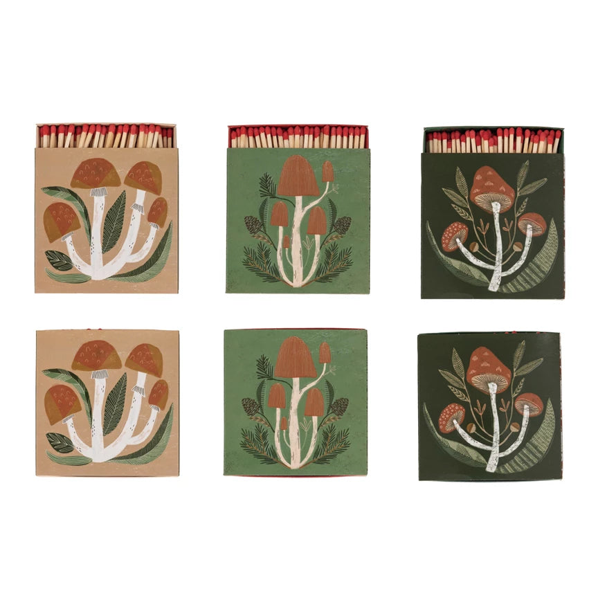 Premium Mushroom Matchbox Collection - Vintage Style Decorative Matchboxes for Home Decor, Gifts & Collectibles - Perfect for Camping, Parties & Fireplace Use