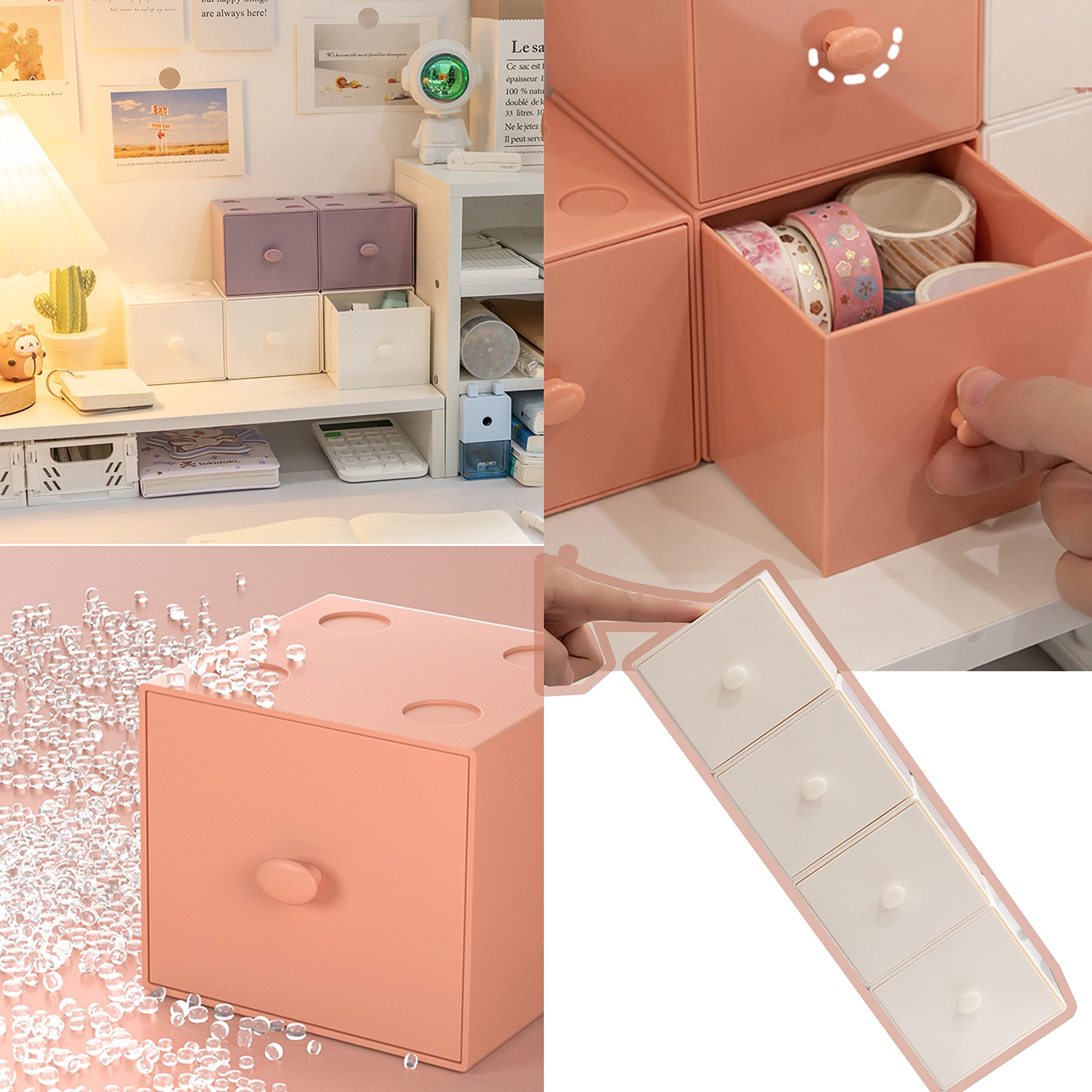 2-Pack Small Desk Organizer with Stackable Drawers - Cute Desktop Storage for Crafts, Office & Home Supplies (Baby Blue) | Perfect for Organizing Makeup, Stationery & Small Accessories