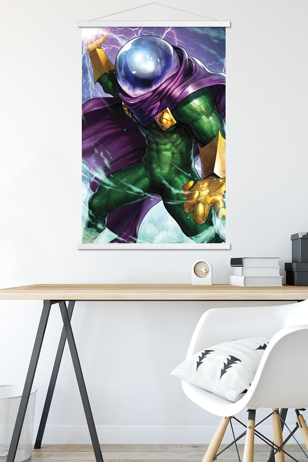 Marvel Comics Mysterio Miles Morales Spider-Man #6 Wall Poster 22.375x34 Inch - Premium Magnetic Frame & White Hanger Bundle for Home Decor, Office, Bedroom, and Gifts