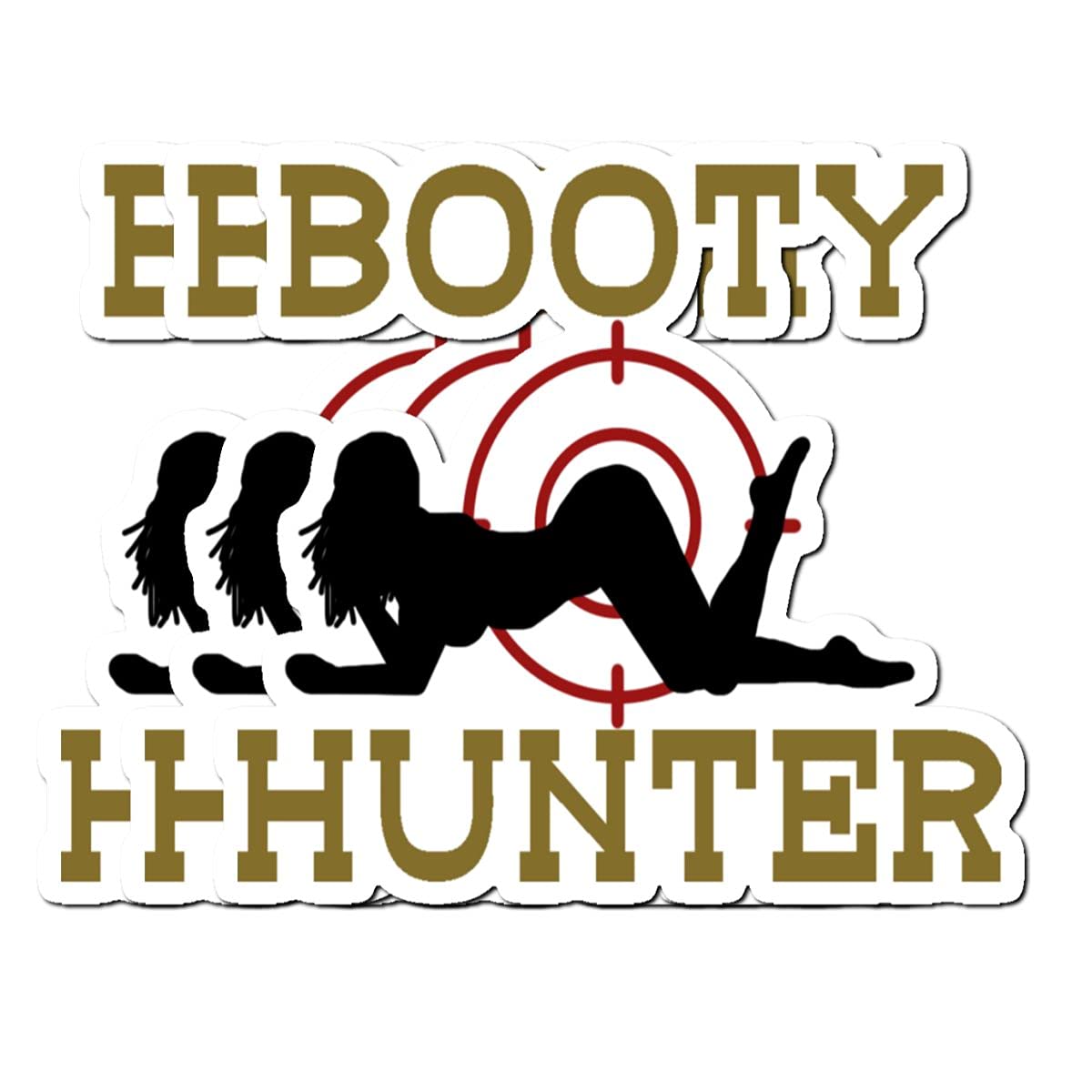 Waterproof Vinyl Stickers Pack of 3 - Aesthetic Hunter Booty Design for Laptop, Bike, Water Bottle, Luggage, Guitar & Skateboard | Perfect for DIY Decoration, Personalizing Devices & Outdoor Gear