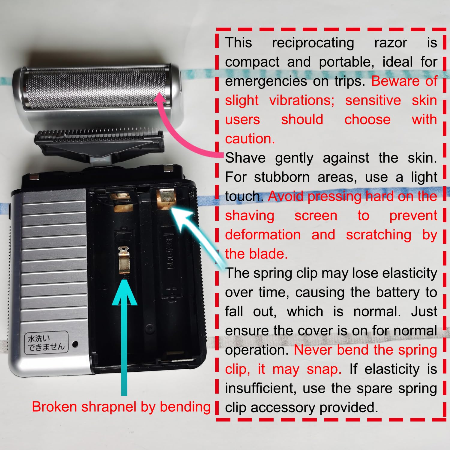 Electric Shaver for Men - ES-RS10 Travel Razor with DC3V (2 x AA Batteries) | Portable & Compact Design | Japan Import (Red) | Perfect for Business Trips, Gym, Camping & On-the-Go Grooming