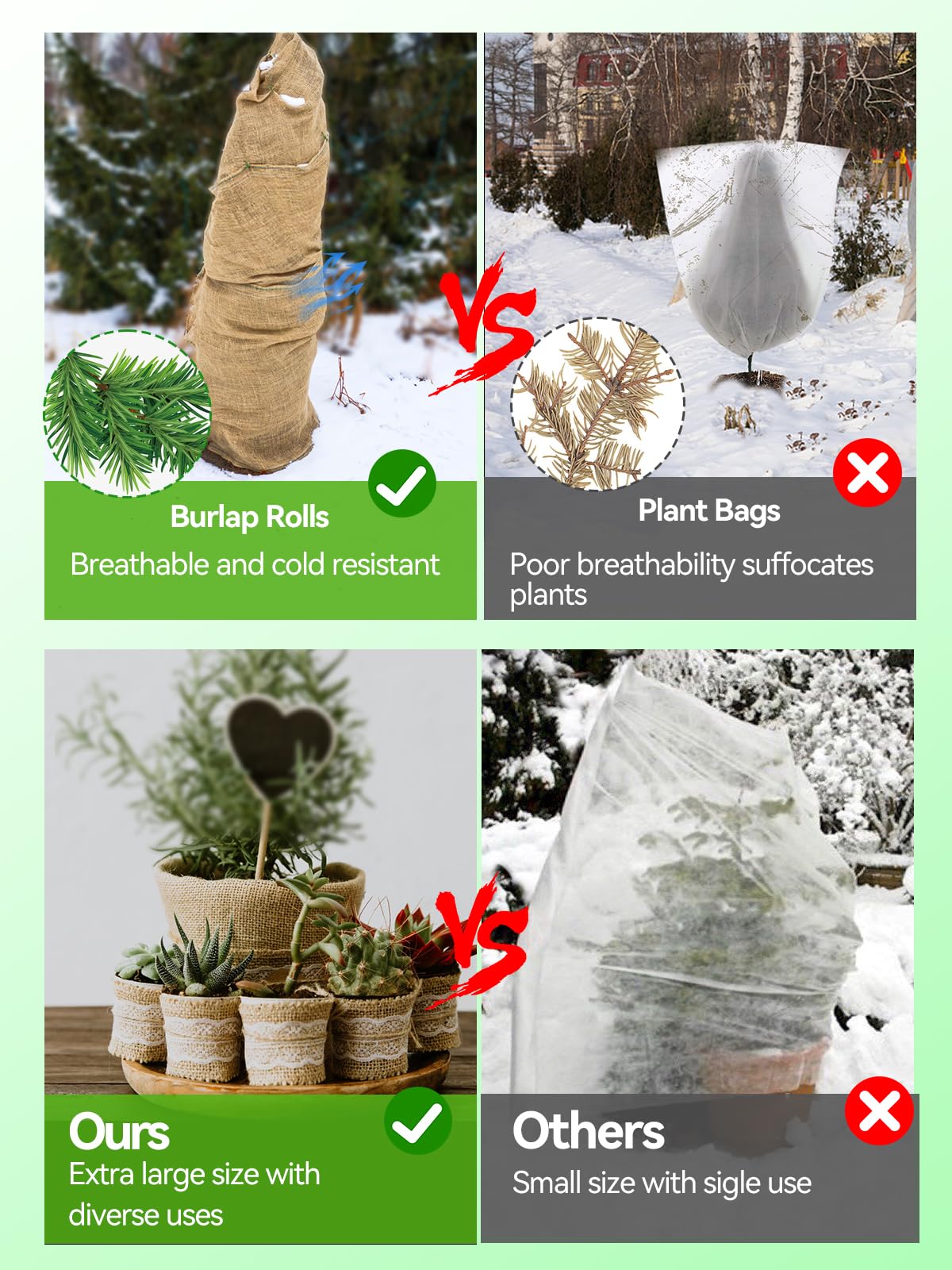 ANPHSIN 30ft x 40in Natural Burlap Plant Covers for Freeze Protection - Winter Frost Blankets & Cold Weather Cloth for Outdoor Bushes, Trees & Potted Plants - Perfect for Garden, Patio & Landscape Protection