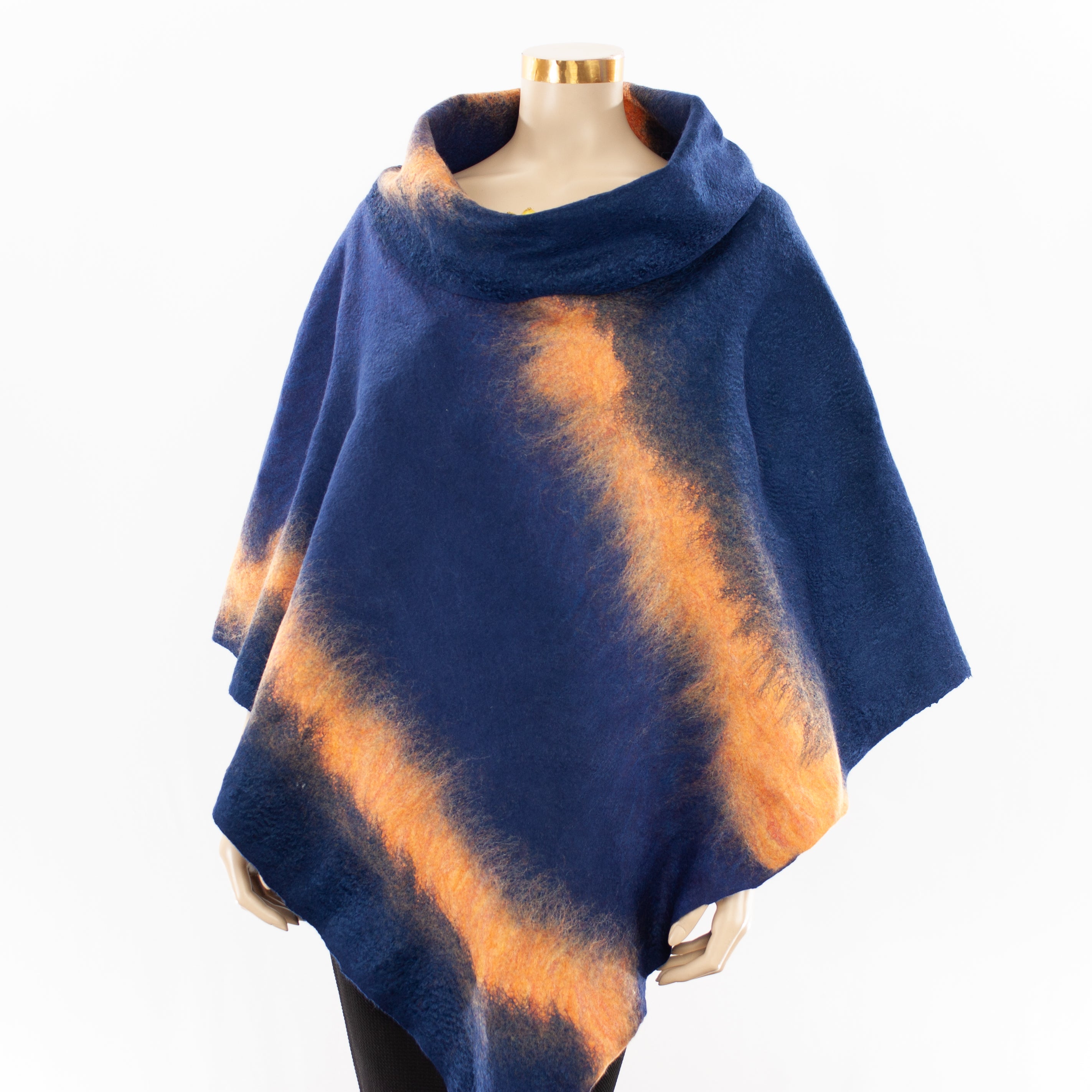 Unique Blue and Orange Poncho SW010 - Stylish Rainwear for Outdoor Adventures & Festivals