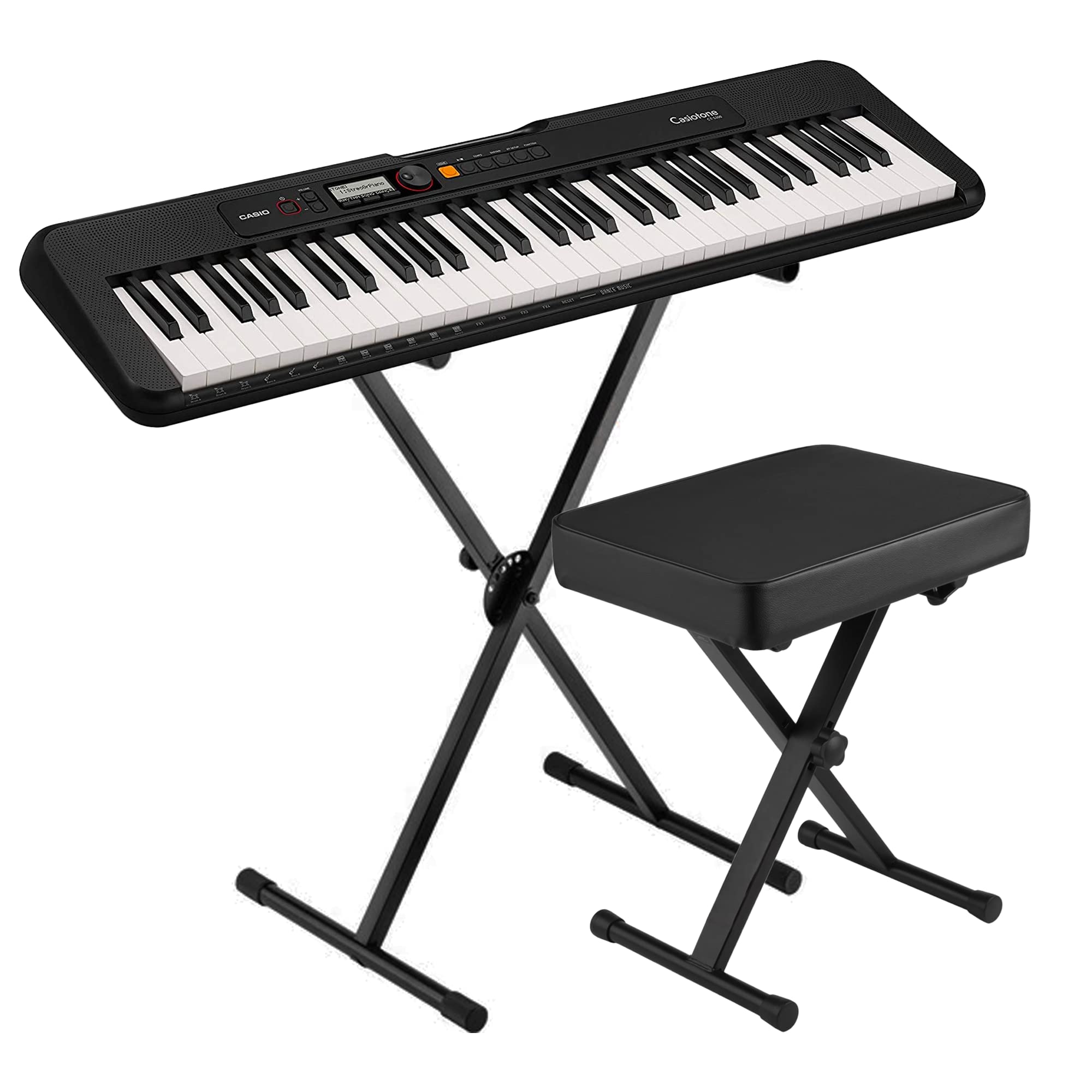 Casio CT-S200 61-Key Premium Portable Keyboard Kit with Stand, Bench & Power Supply - Black | SP20 Sustain Pedal | Ideal for Beginners, Home Practice & Live Performances