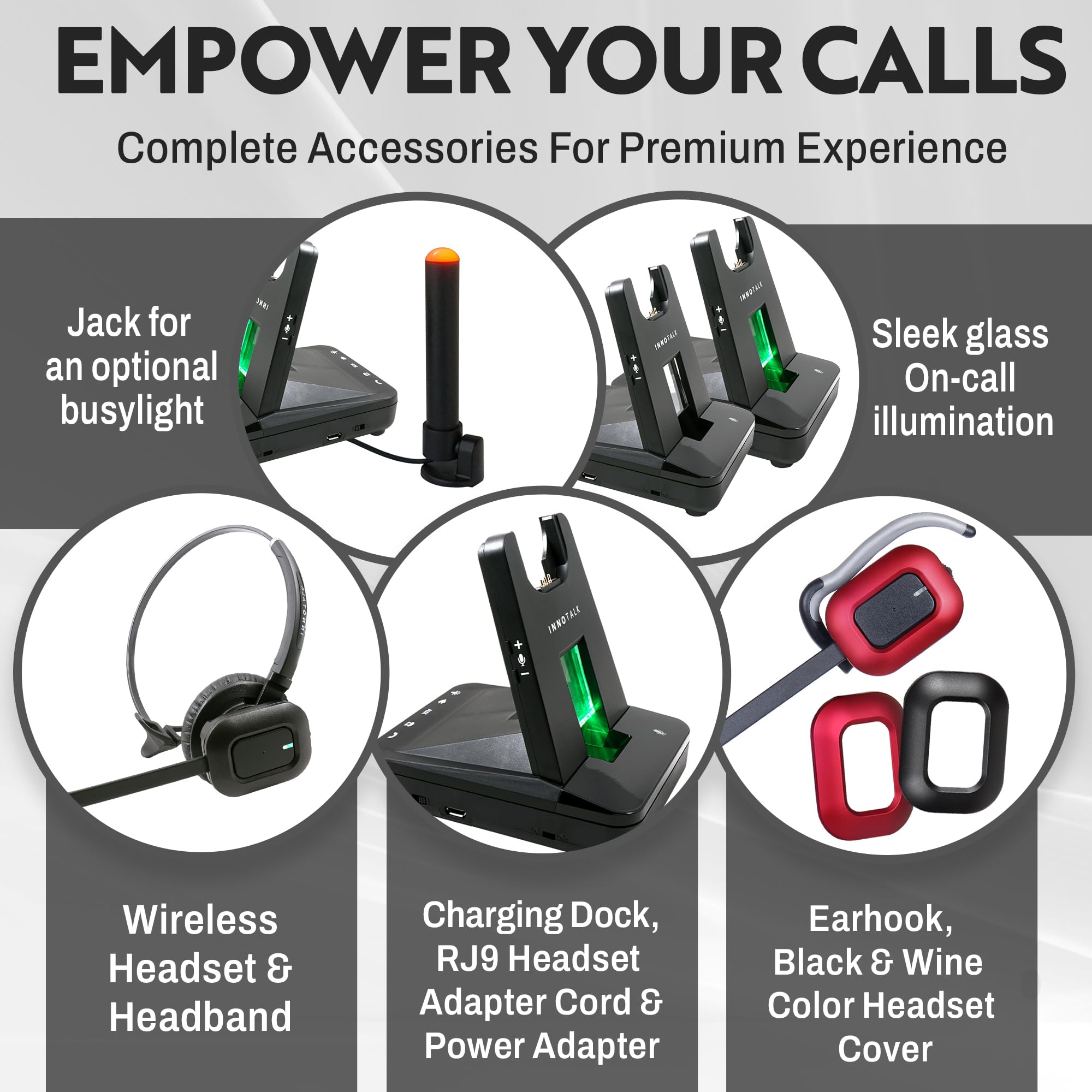 INNOTALK Wireless Headset for Cisco 6945 7942G 7945G 7962G 7965G 7975G 7821 7841 7861 8811 8841 8845 Phones - Noise Cancelling Bluetooth Headset for Office & Call Center Professionals