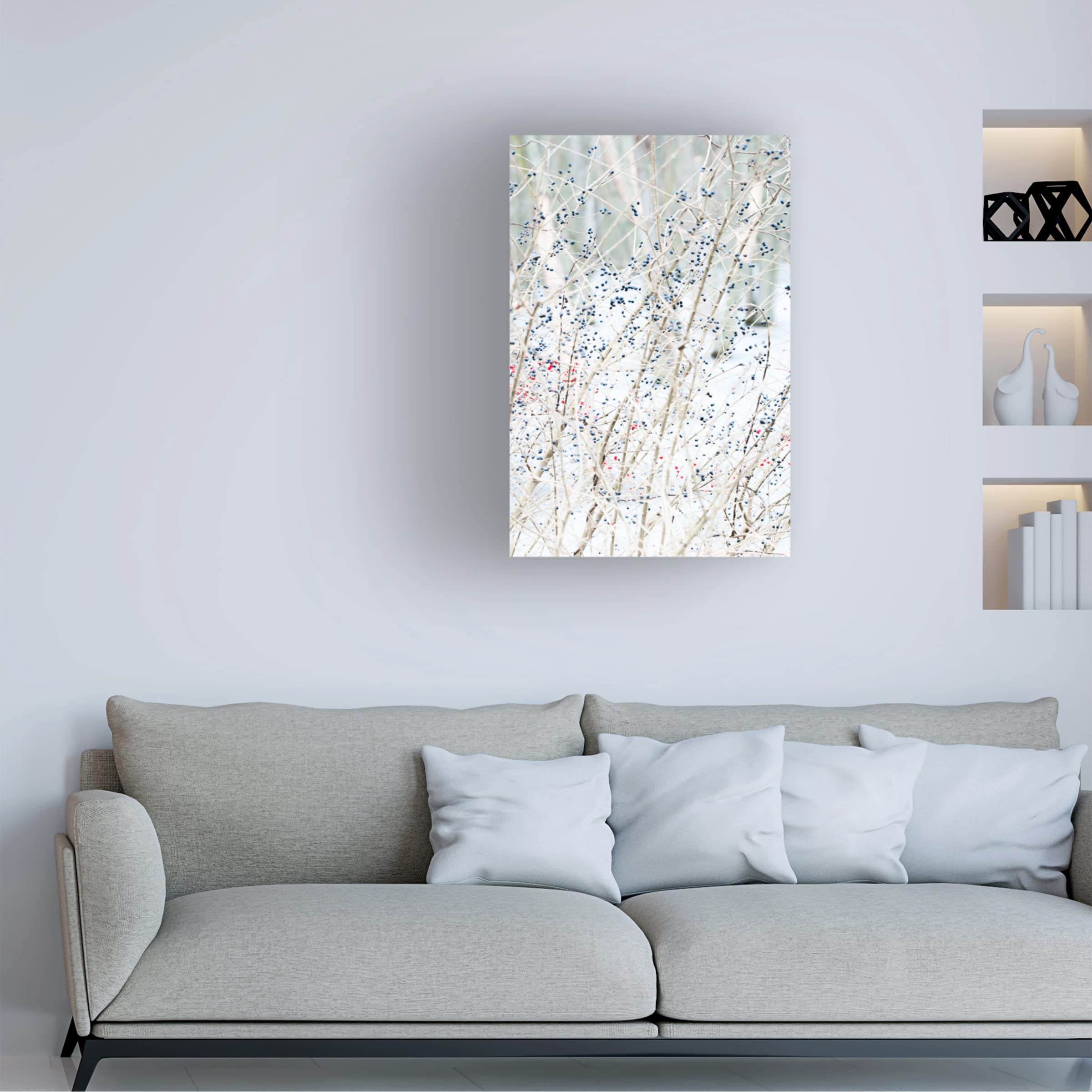 Blue Palomino 'Winter Berries Portrait' Canvas Wall Art - Handmade Floral Painting for Living Room, Bedroom & Office Decor