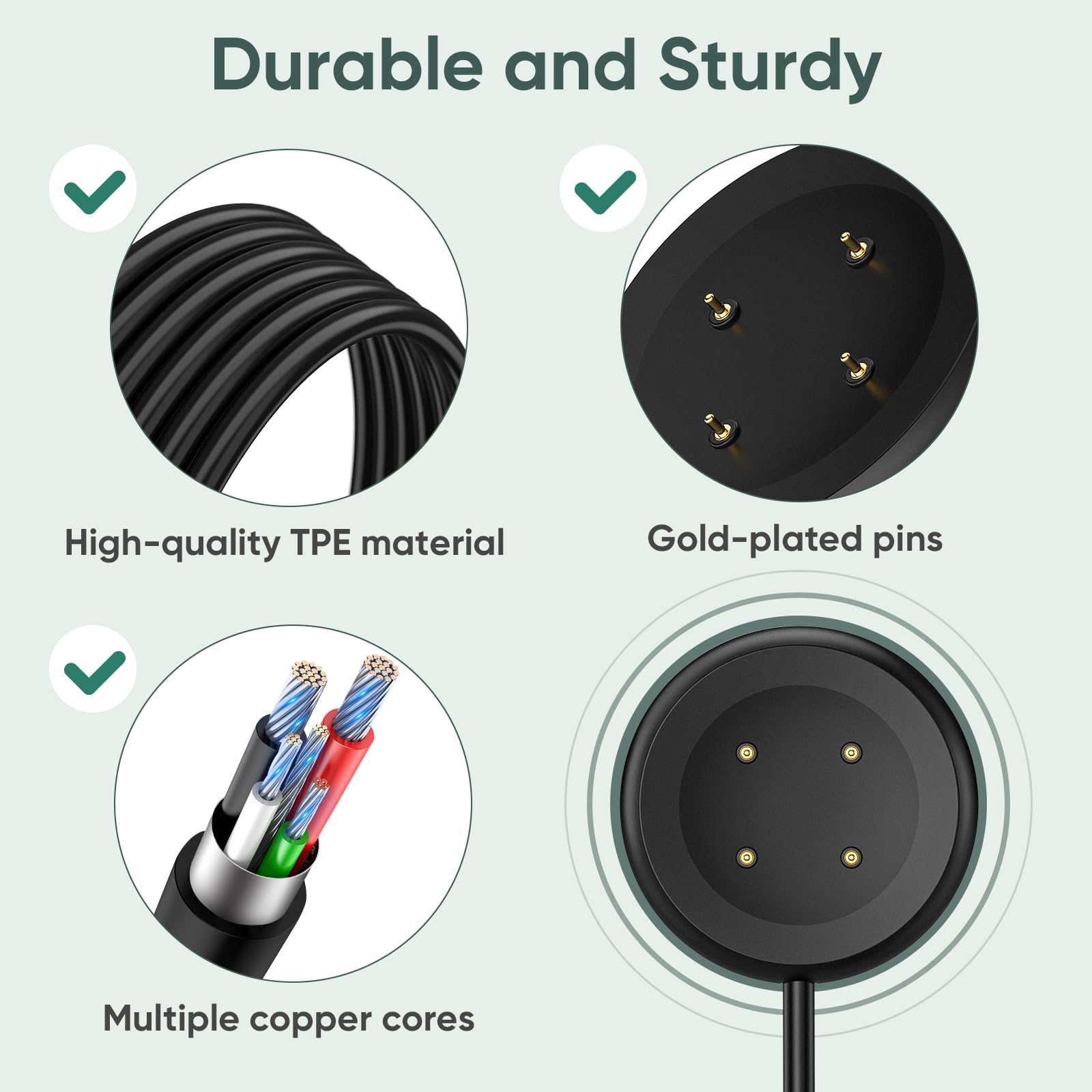 Google Pixel Watch 2 Charger 2-Pack - Fitbit Ace LTE Type-C Cable for Fast Charging at Home & Travel